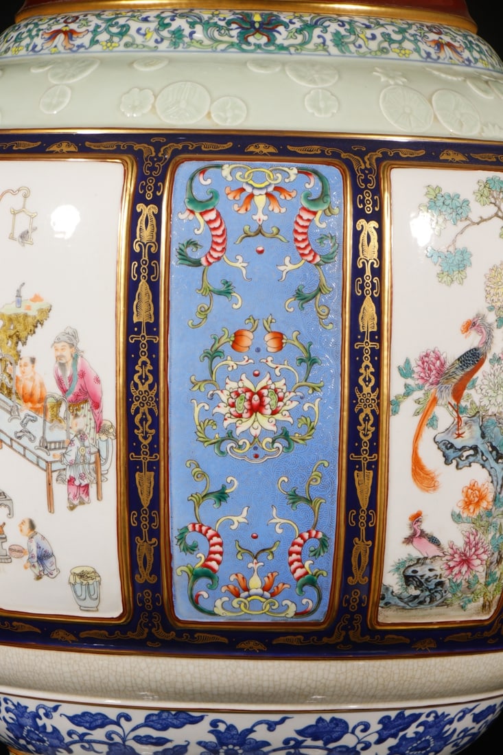 A Huge Enamel Lotus Pattern Double-Ears Vase - 3