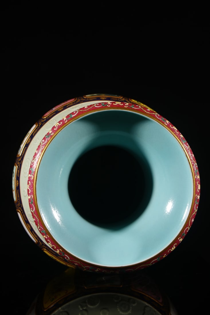 A Huge Enamel Lotus Pattern Double-Ears Vase - 6