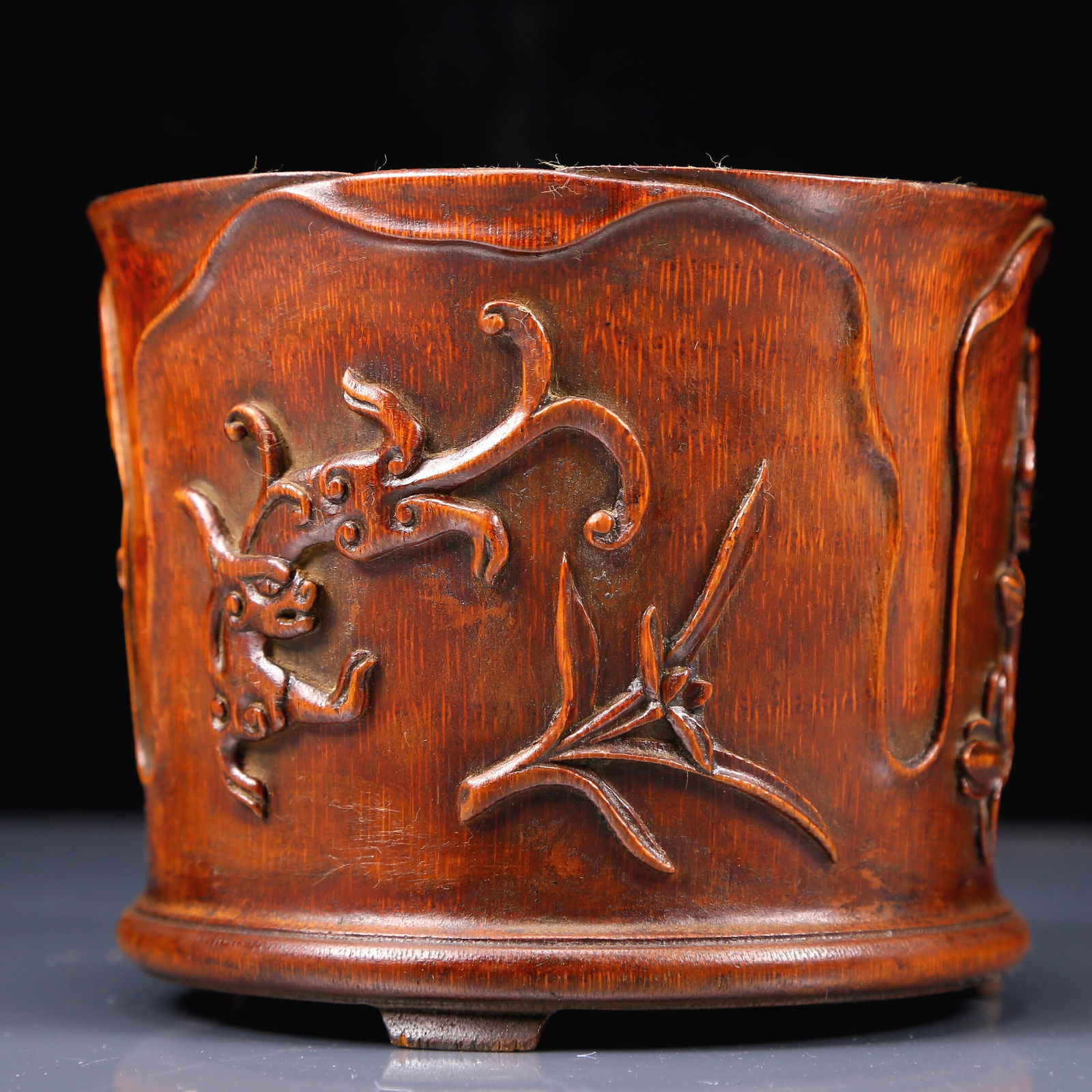 An Exquisite Bamboo Chi-Dragon Pattern Brush Pot - 3