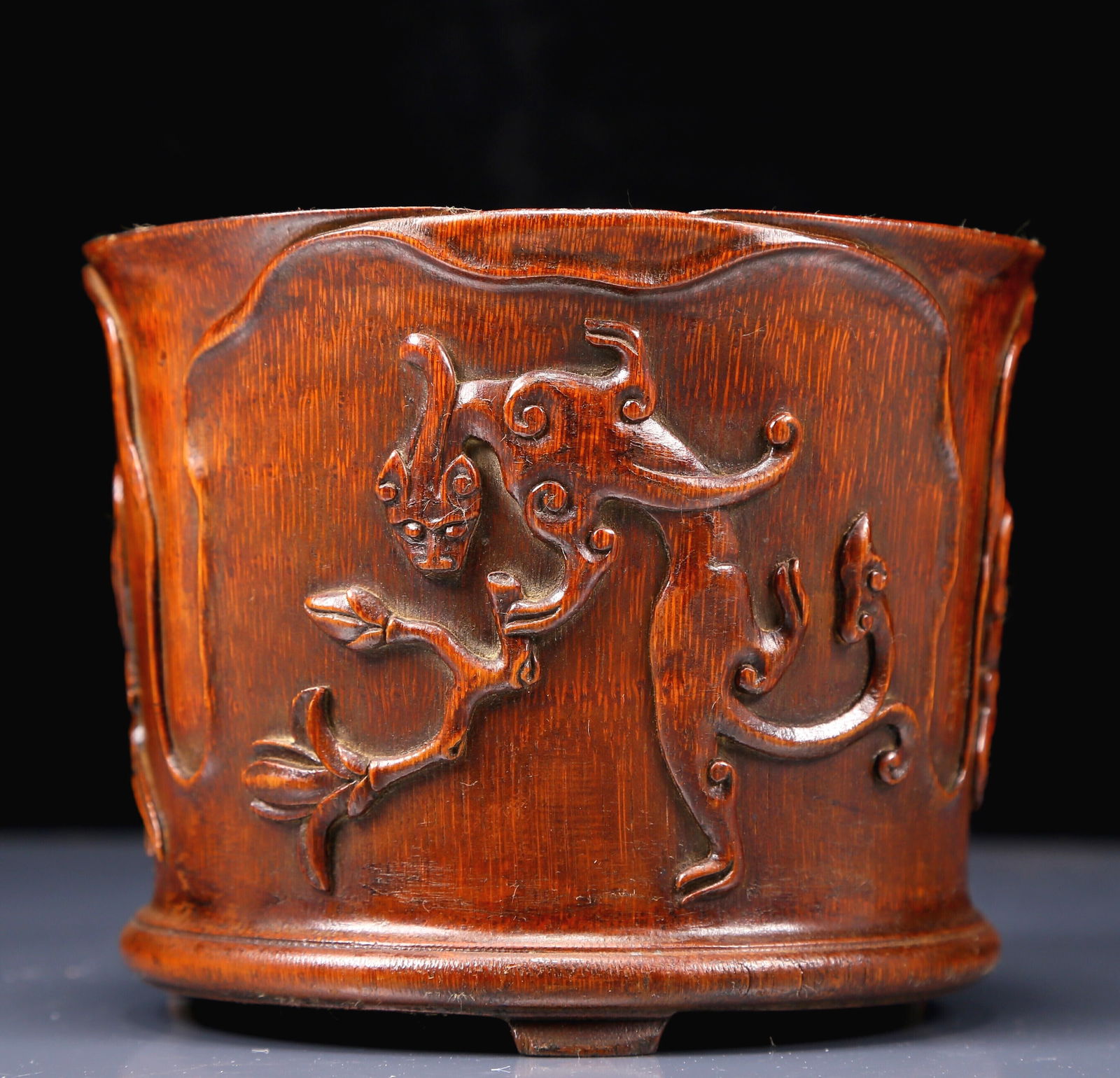 An Exquisite Bamboo Chi-Dragon Pattern Brush Pot - 4