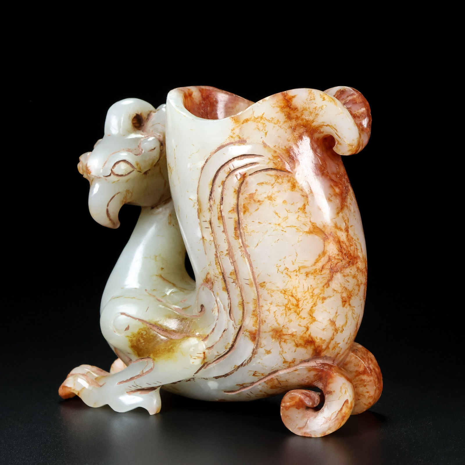 An Exquisite White Jade Phoenix Goblet - 4