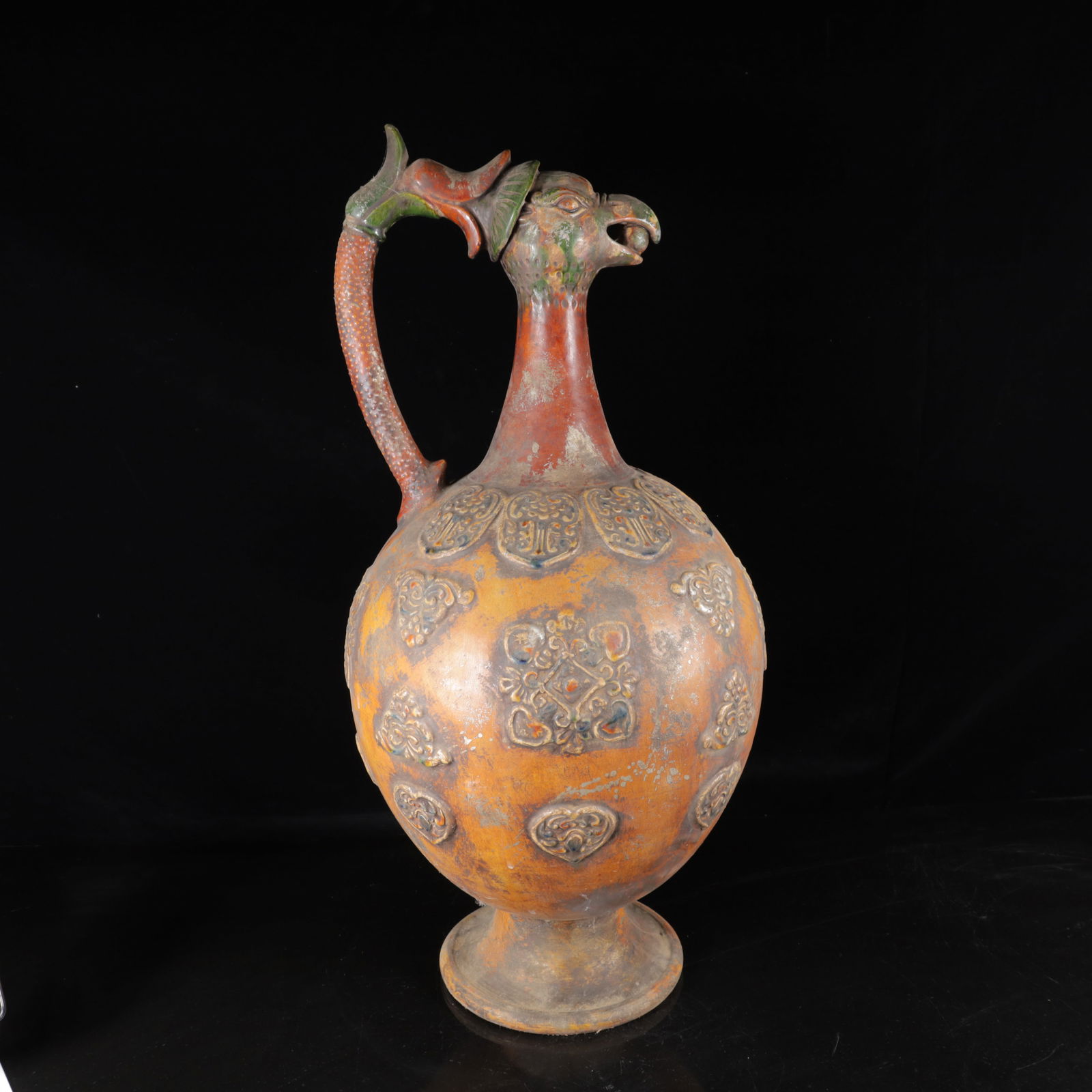 An Exquisite Tang Tri-Color Glazed Pottery Animal Ewer Vase (1 of 13)
