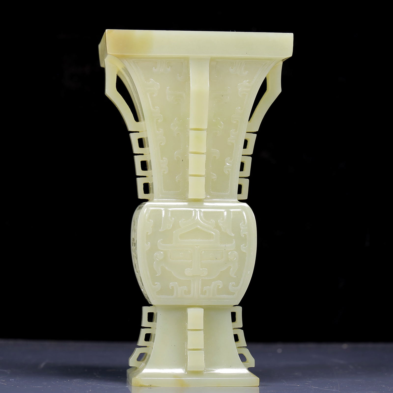 An Exquisite White Jade Beast-Face Pattern Vase - 2
