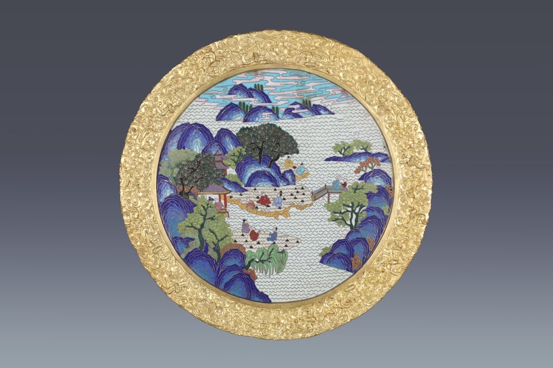 A Huge Cloisonne Enamel Landscape Pattern Screen - 6