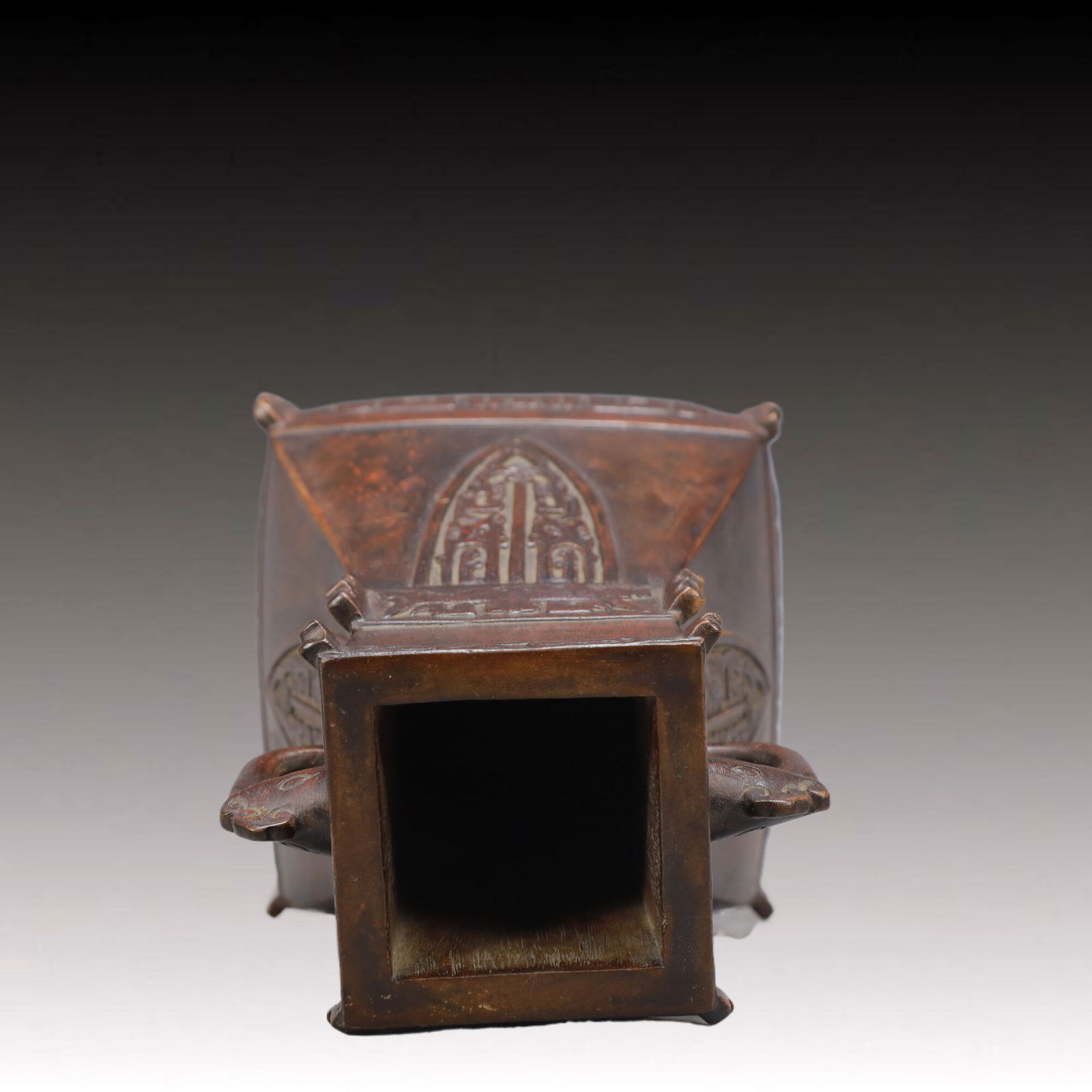 An Exquisite Eaglewood Beast-Face Pattern Double-Ears Vase - 8