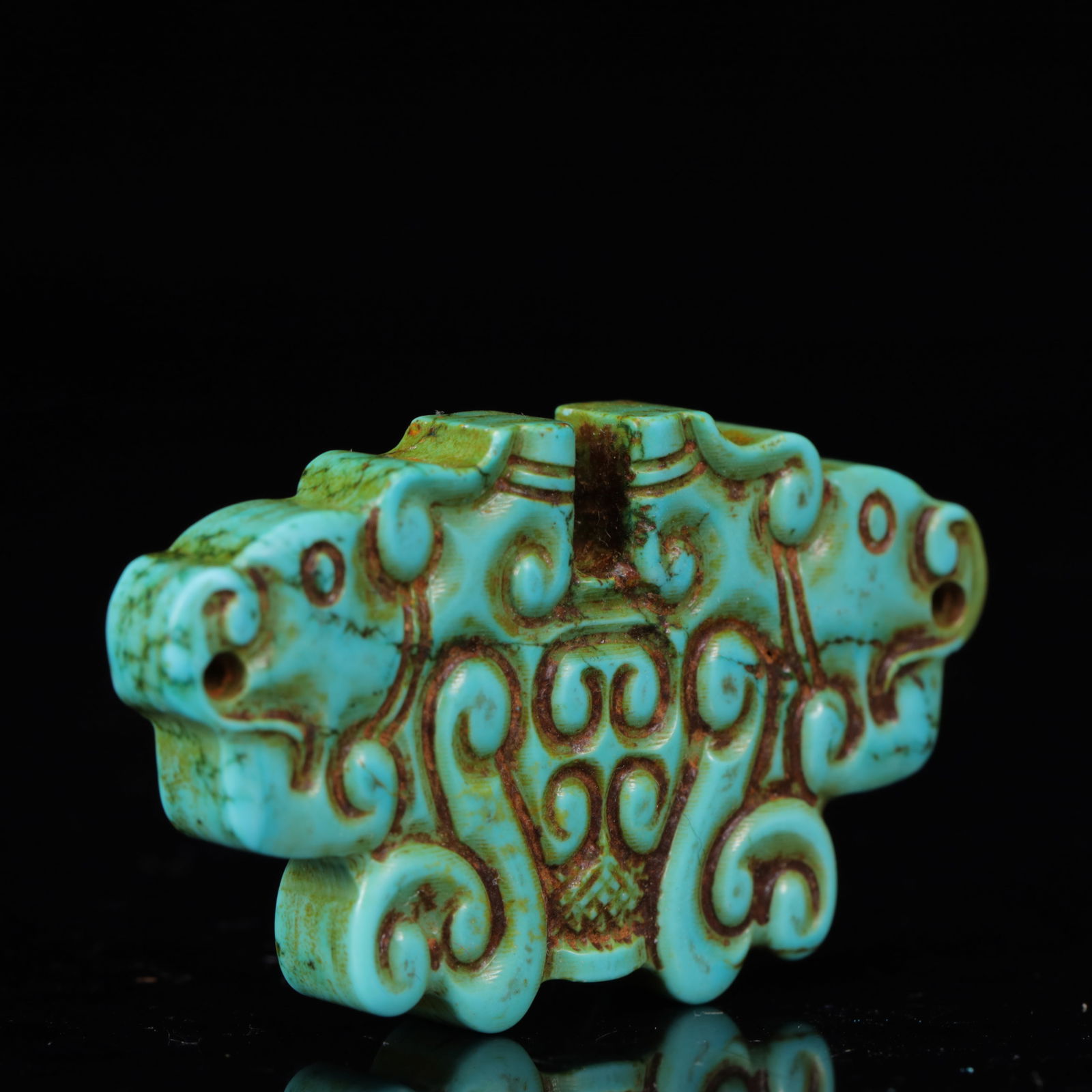 An Exquisite Turquoise Auspicious Beast Pattern Pendant - 3