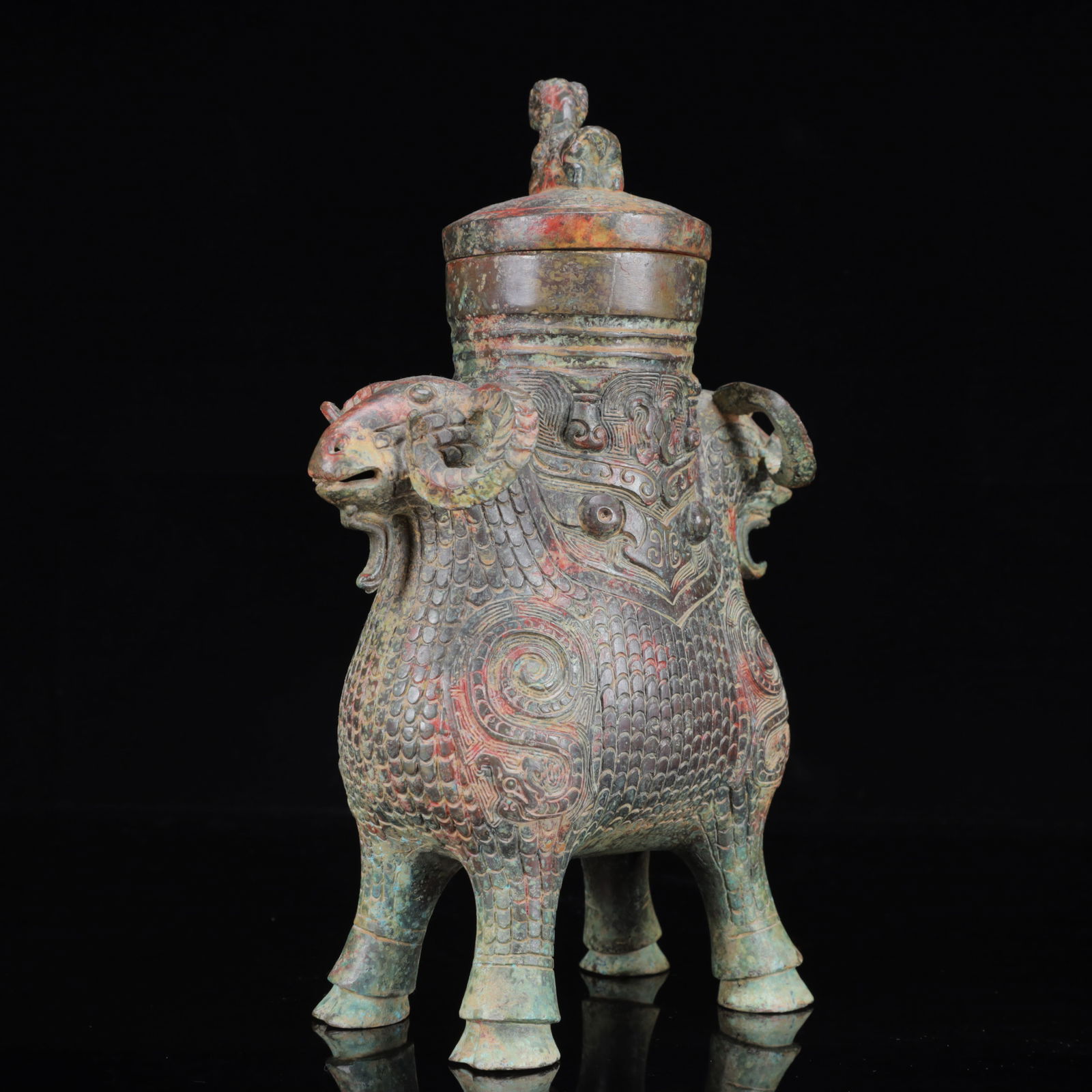 An Archaic Bronze Beast-Face Pattern Sheep Pot - 10