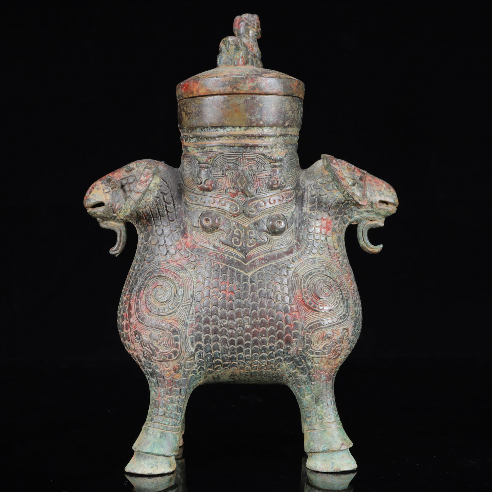 An Archaic Bronze Beast-Face Pattern Sheep Pot - 11