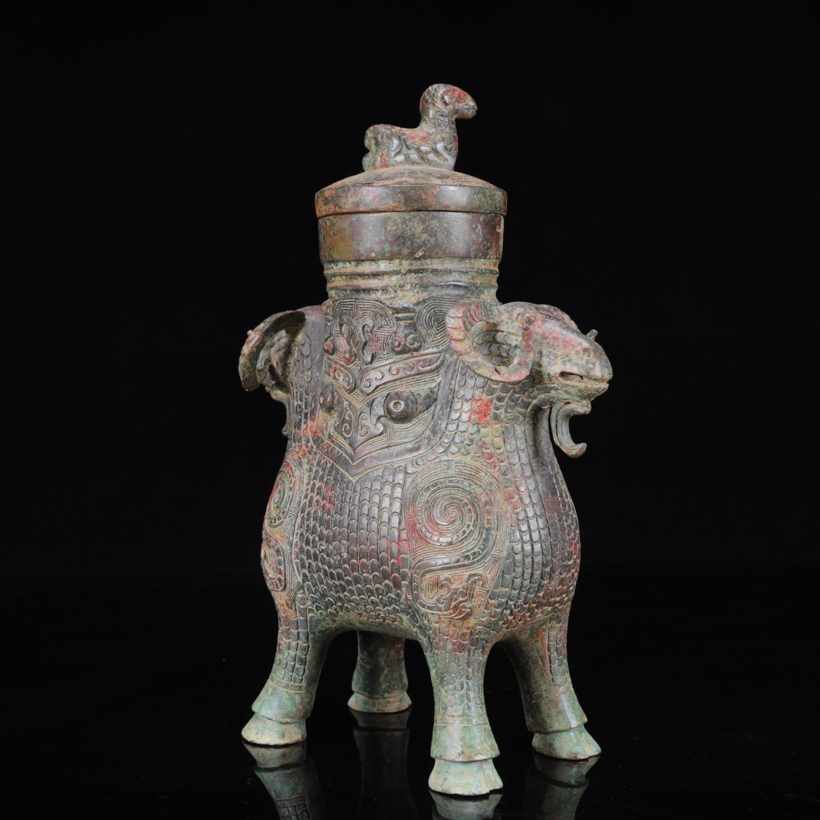 An Archaic Bronze Beast-Face Pattern Sheep Pot - 14