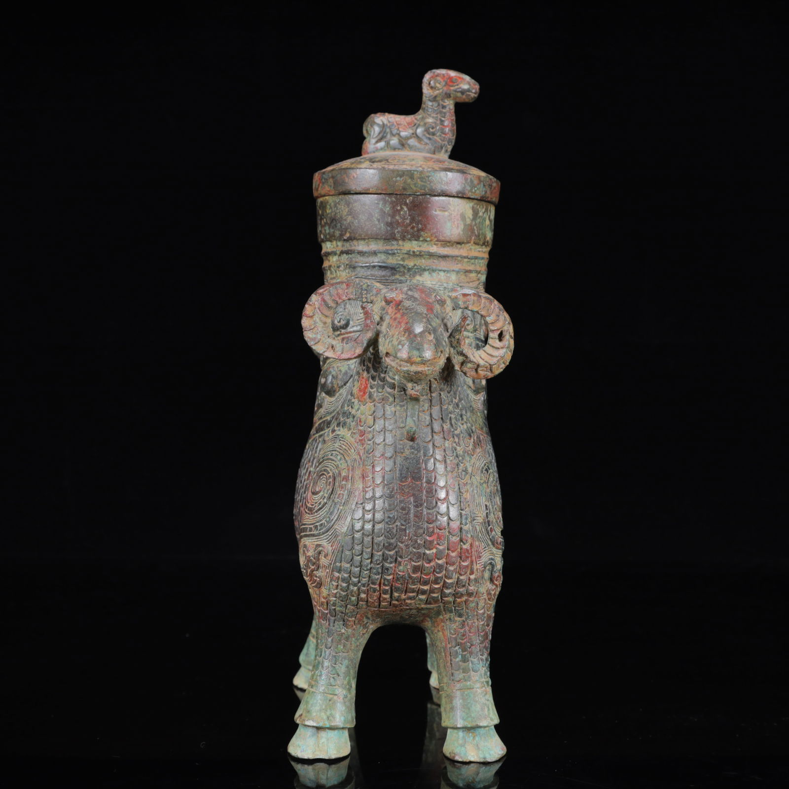 An Archaic Bronze Beast-Face Pattern Sheep Pot - 15