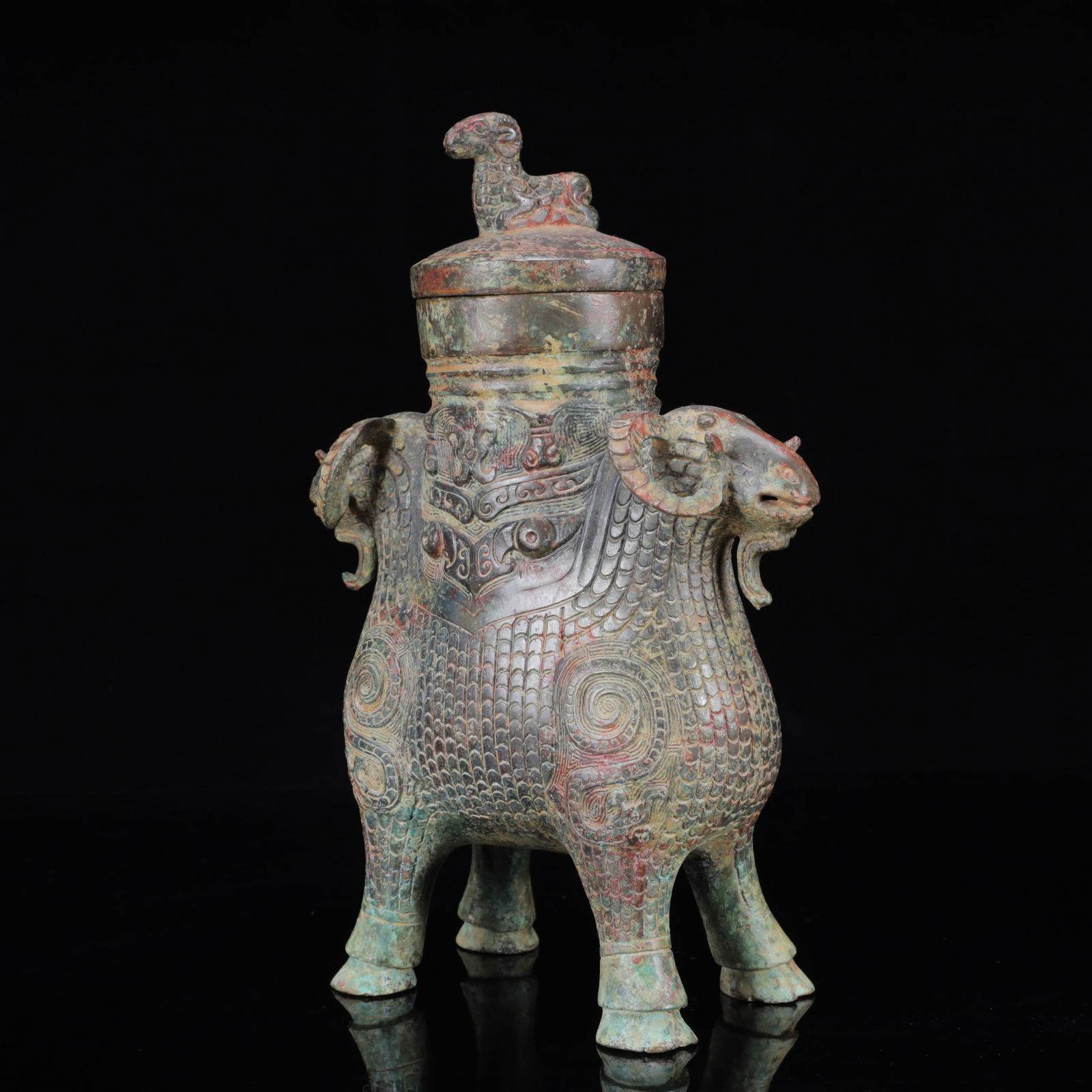 An Archaic Bronze Beast-Face Pattern Sheep Pot - 4