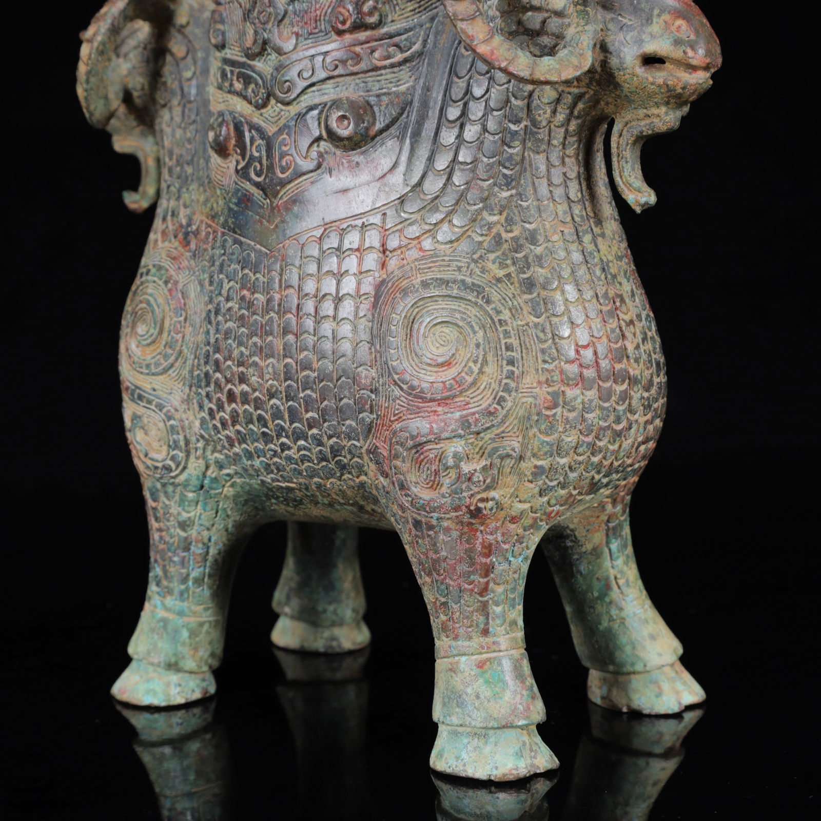 An Archaic Bronze Beast-Face Pattern Sheep Pot - 6