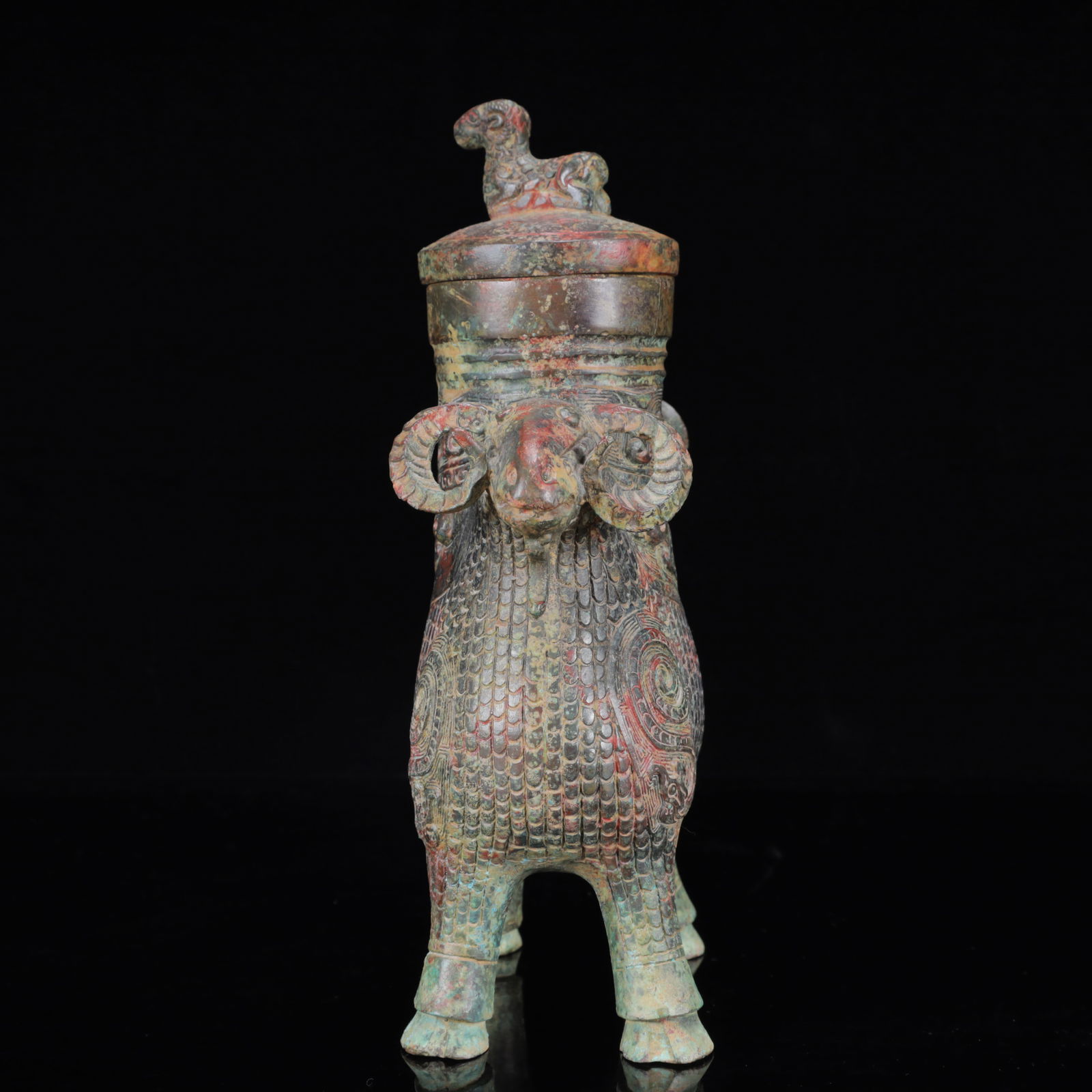 An Archaic Bronze Beast-Face Pattern Sheep Pot - 7