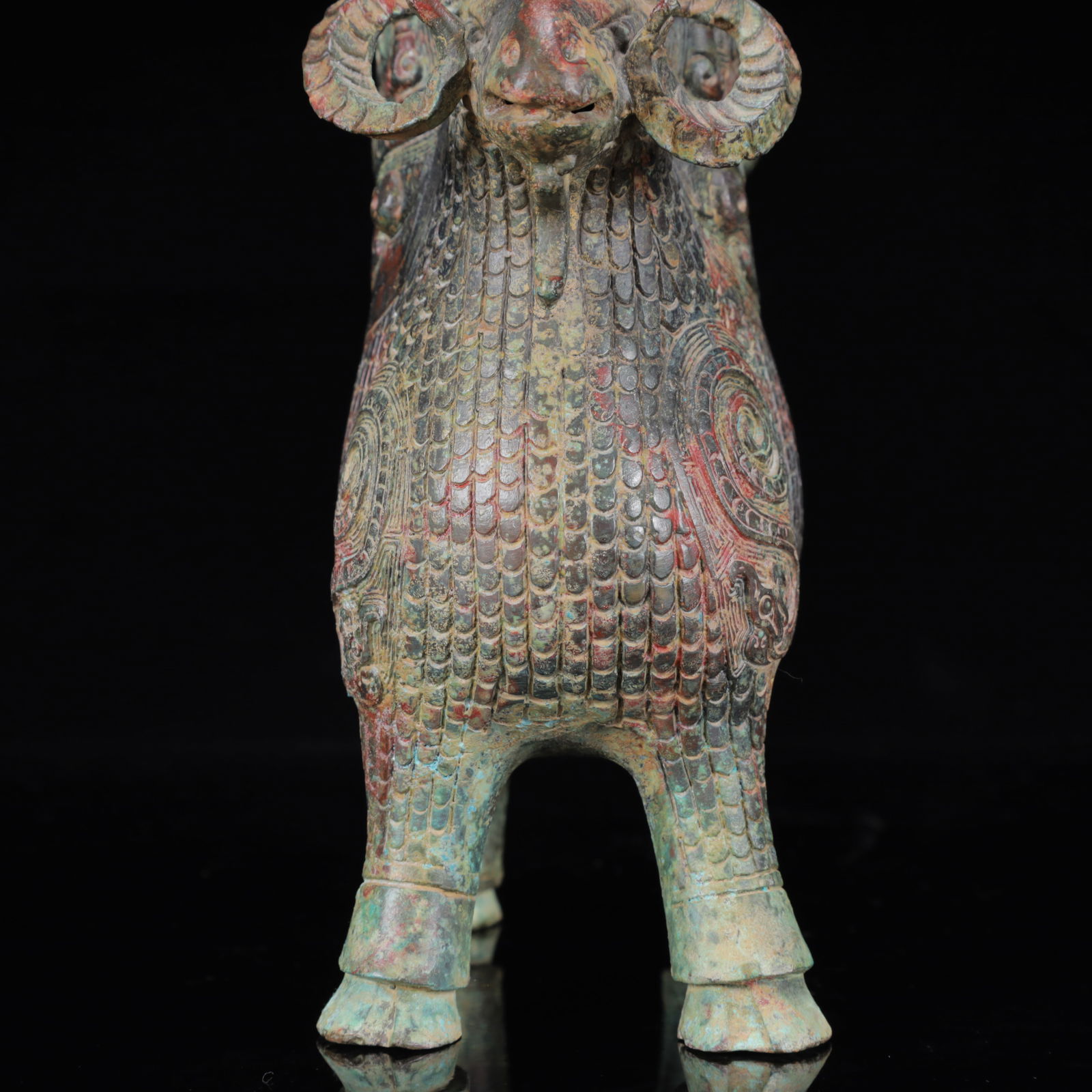 An Archaic Bronze Beast-Face Pattern Sheep Pot - 9