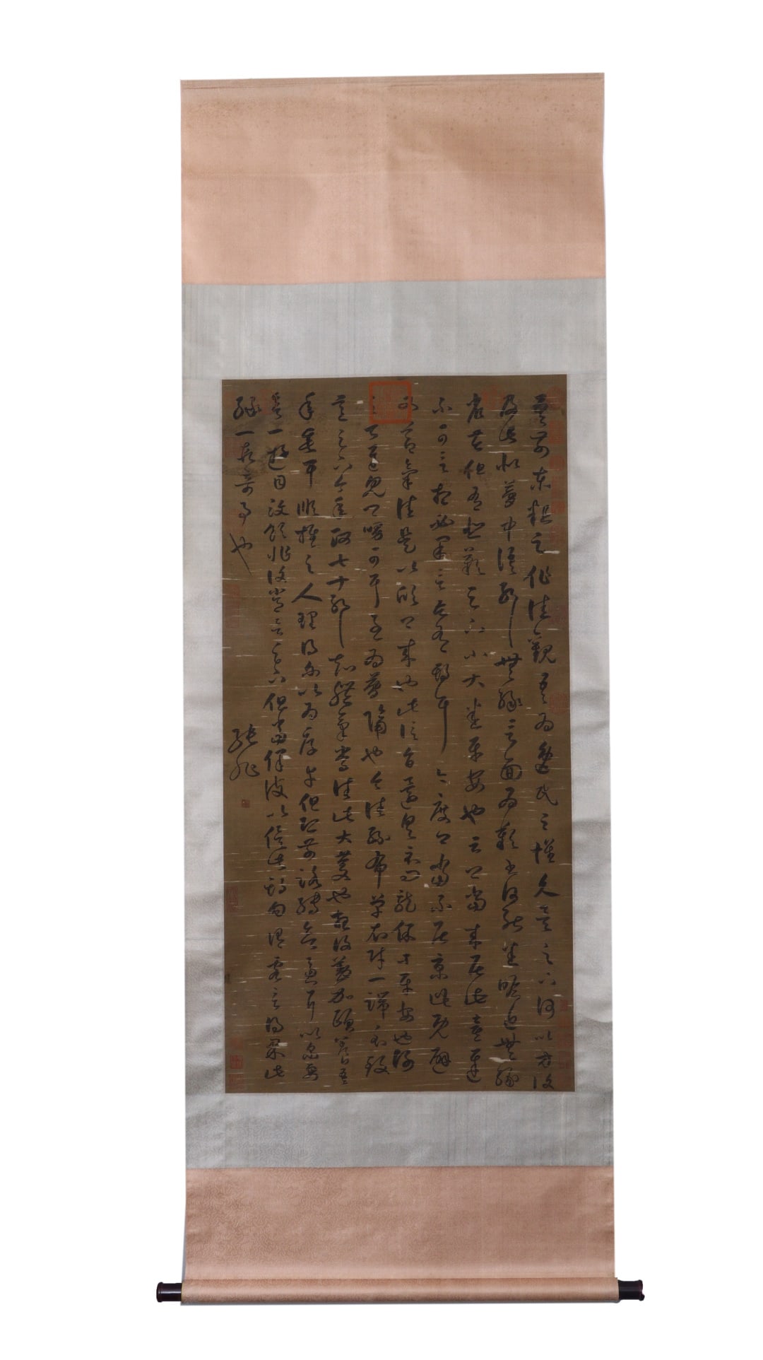 A Chinese Vertical Scroll Ink Calligraphy on Silk (1 of 9)