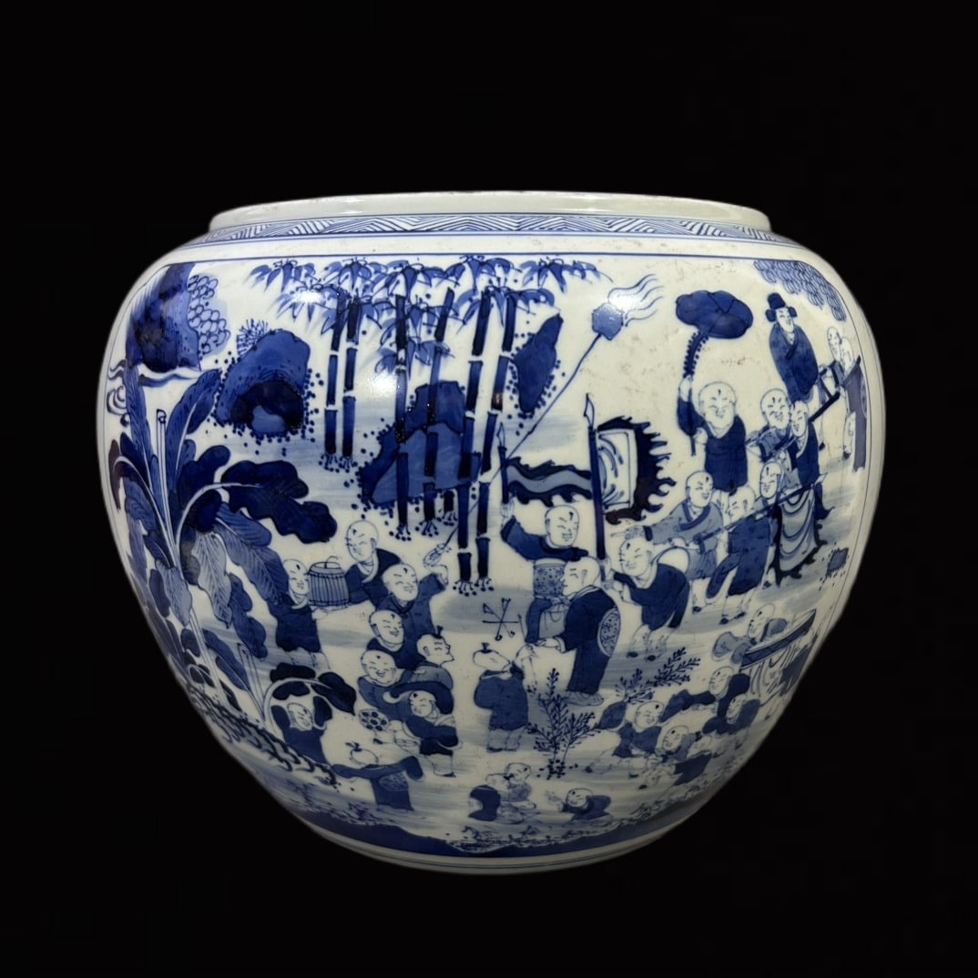 An Exquisite Blue and White Character and Story Pattern Jar (1 of 7)