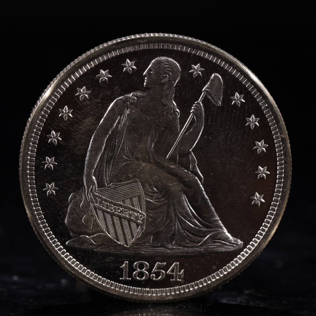 USA One Dollar 1854 Coin: American coin. IN GOD WE TRUST / LIBERTY / 1854 / UNITED STATES OF AMERICA / ONE DOL. Weight:26.9g.