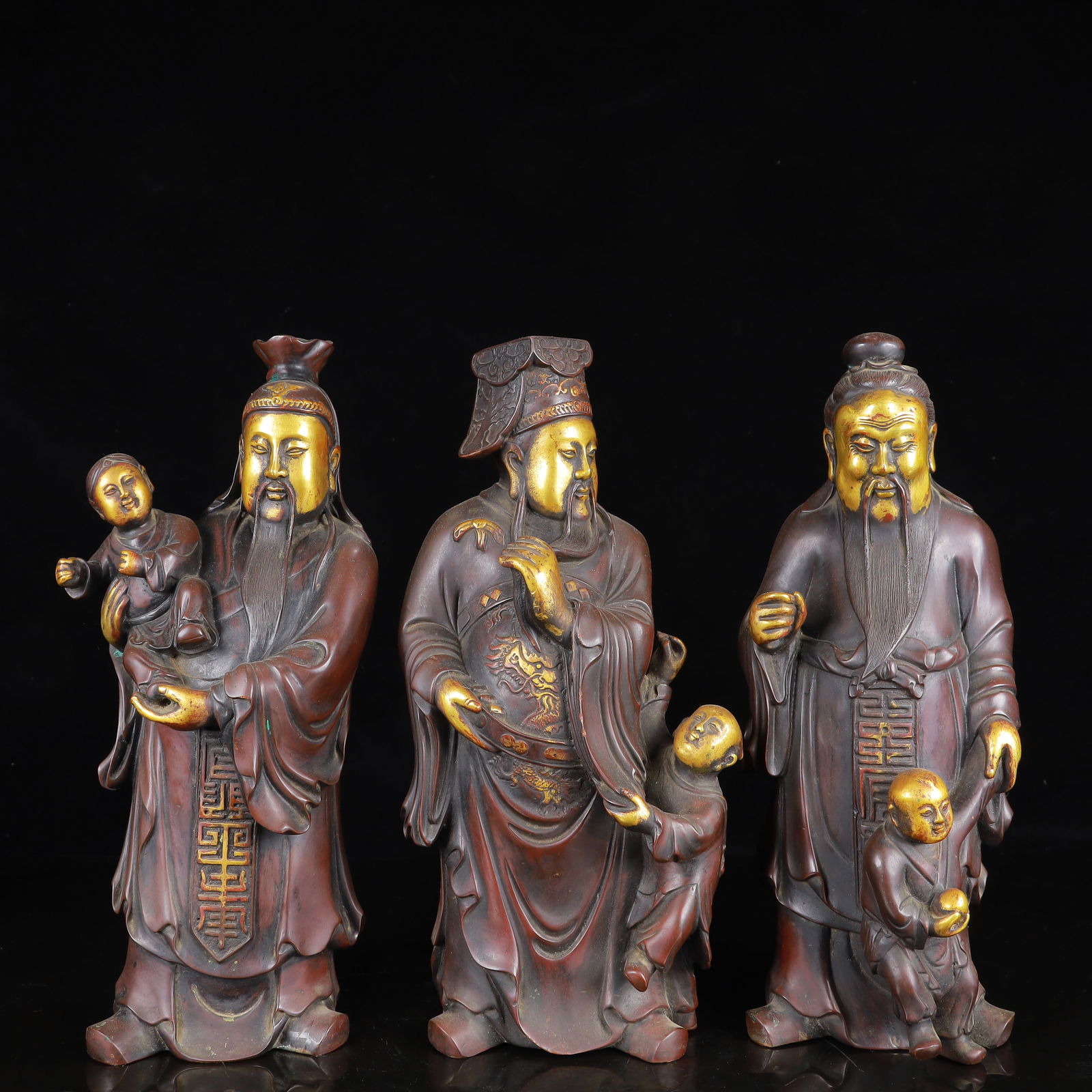 A Set of Rare Bronze Figure Ornaments: A Set of Rare Bronze Figure Ornaments,Ming Dynasty,China,Size:5.9inx3.9inx13in,Weight:15100g 一套铜人物摆件,中国明代