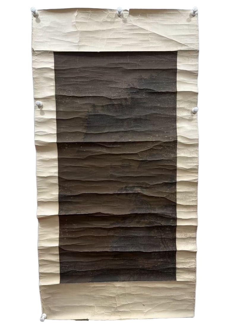 A Chinese Vertical Scroll Ink Painting of Landscape on Silk: A Chinese Vertical Scroll Ink Painting of Landscape on Silk,Dai Wenjin,Size:43.3inx22.4in 