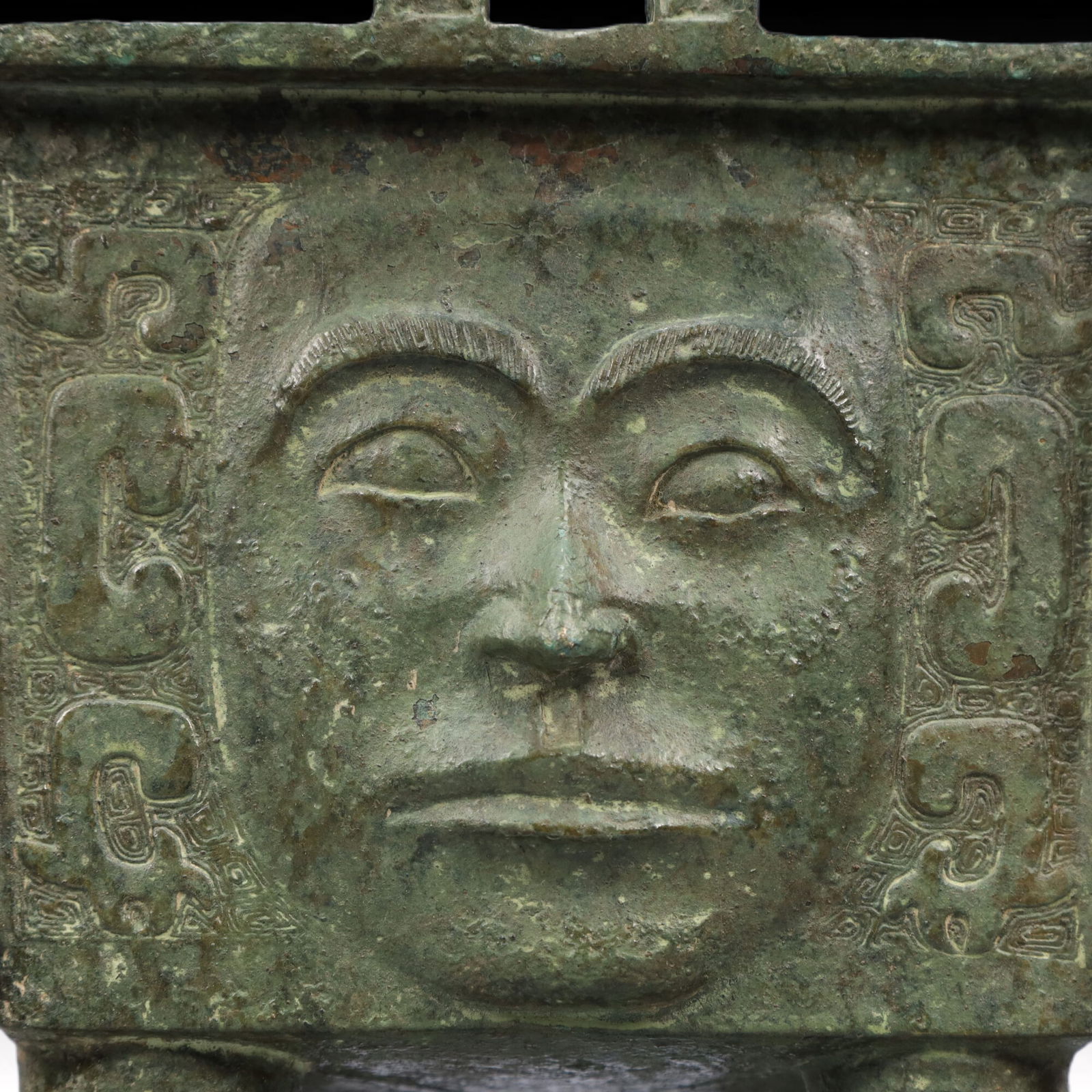 A Rare Bronze Face Pattern Double-Ears Censer - 5