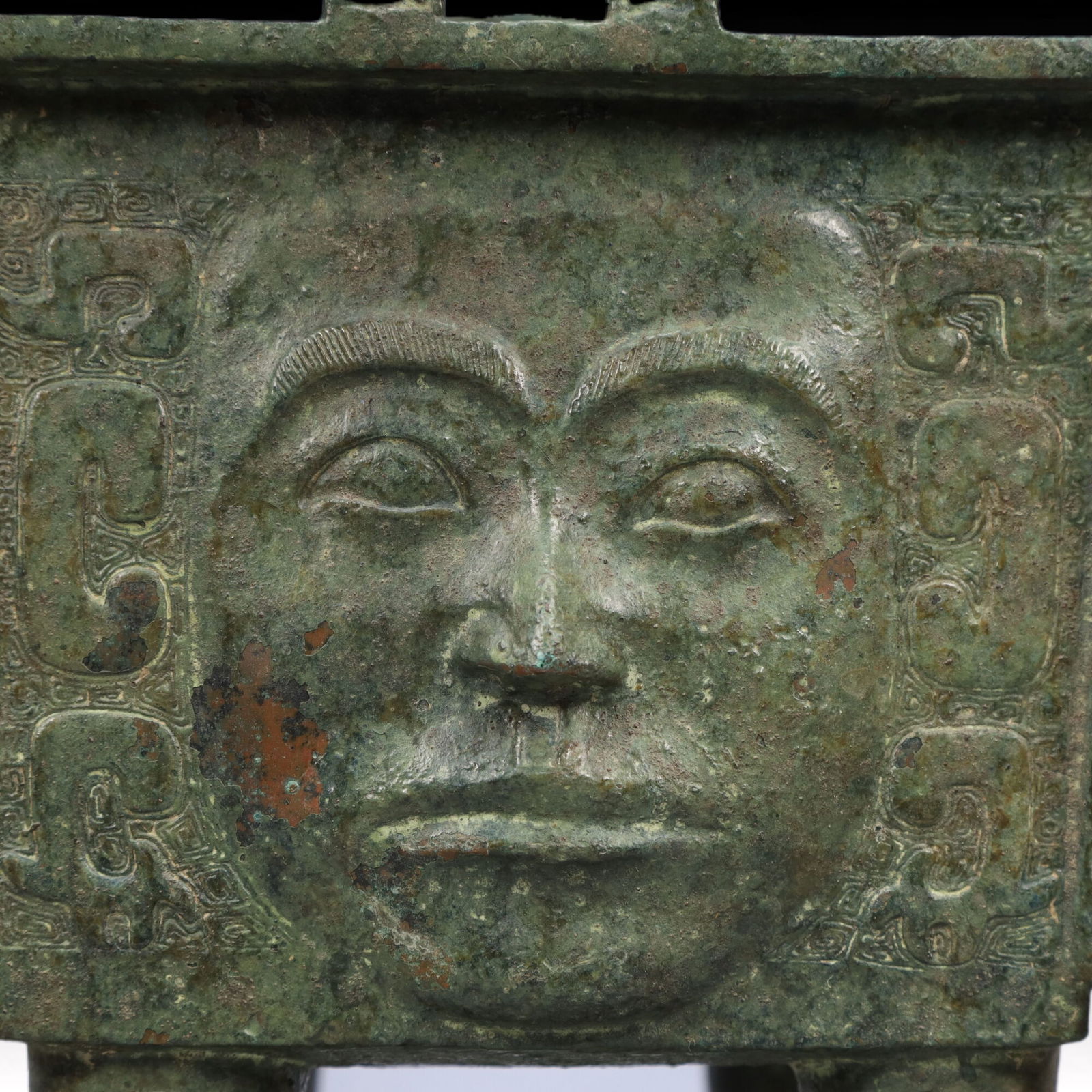 A Rare Bronze Face Pattern Double-Ears Censer - 9