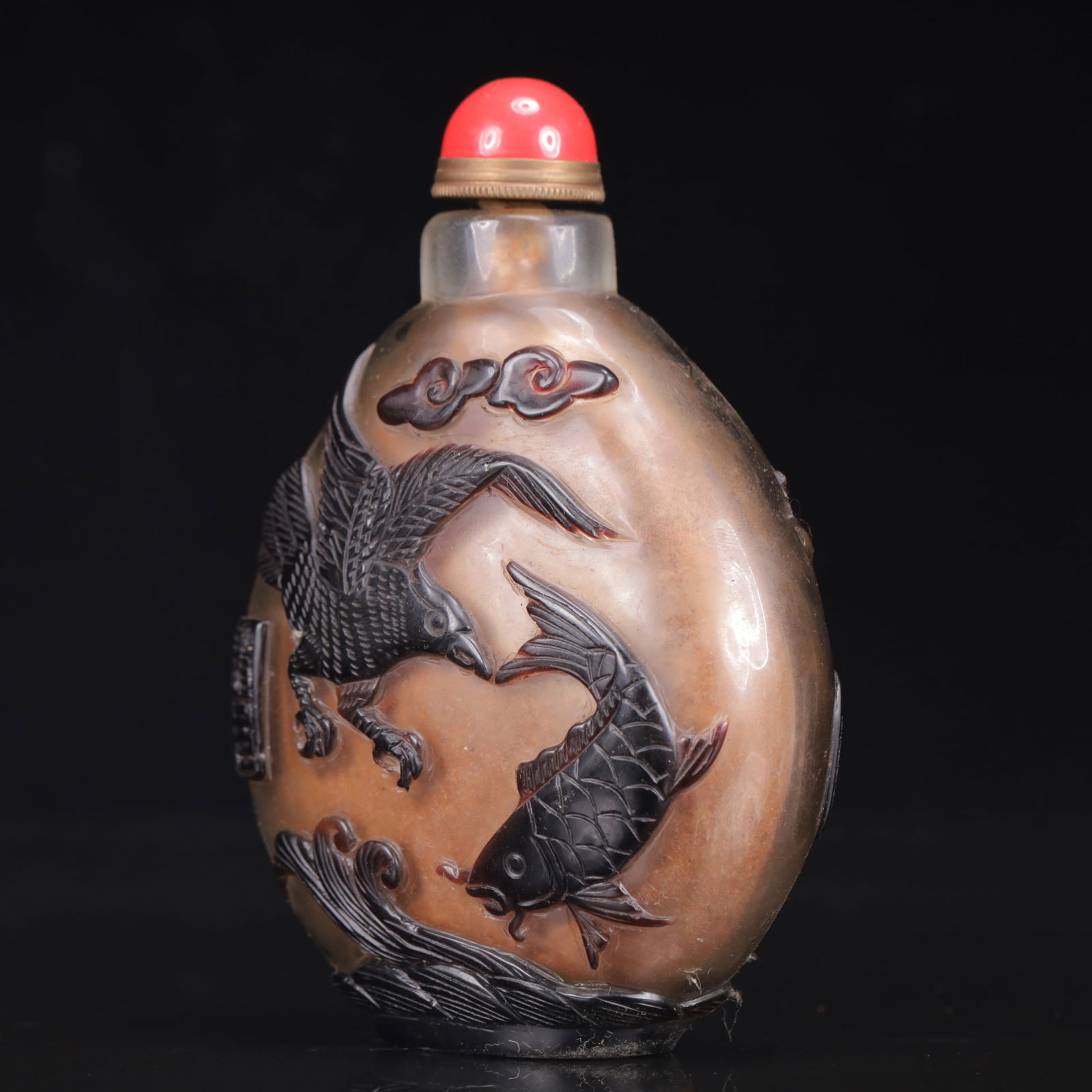 An Exquisite GlassAuspicious Phoenix Eagle Pattern Snuff Bottle - 2