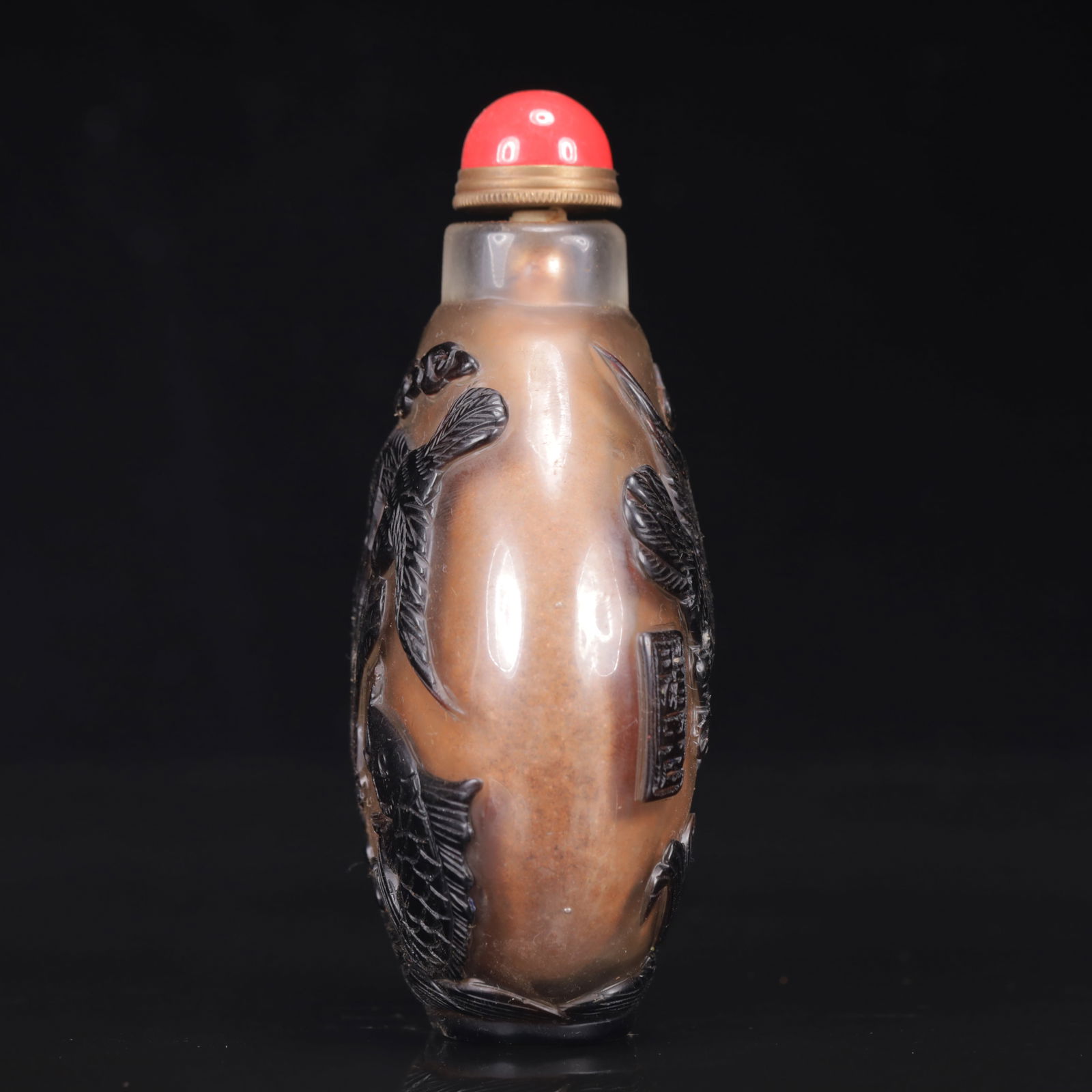 An Exquisite GlassAuspicious Phoenix Eagle Pattern Snuff Bottle - 6