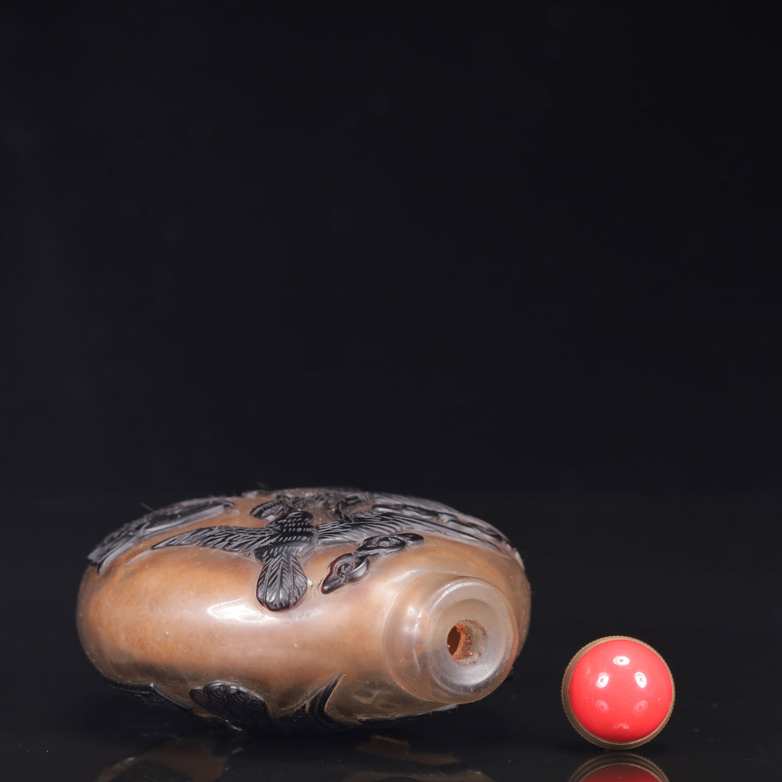 An Exquisite GlassAuspicious Phoenix Eagle Pattern Snuff Bottle - 7