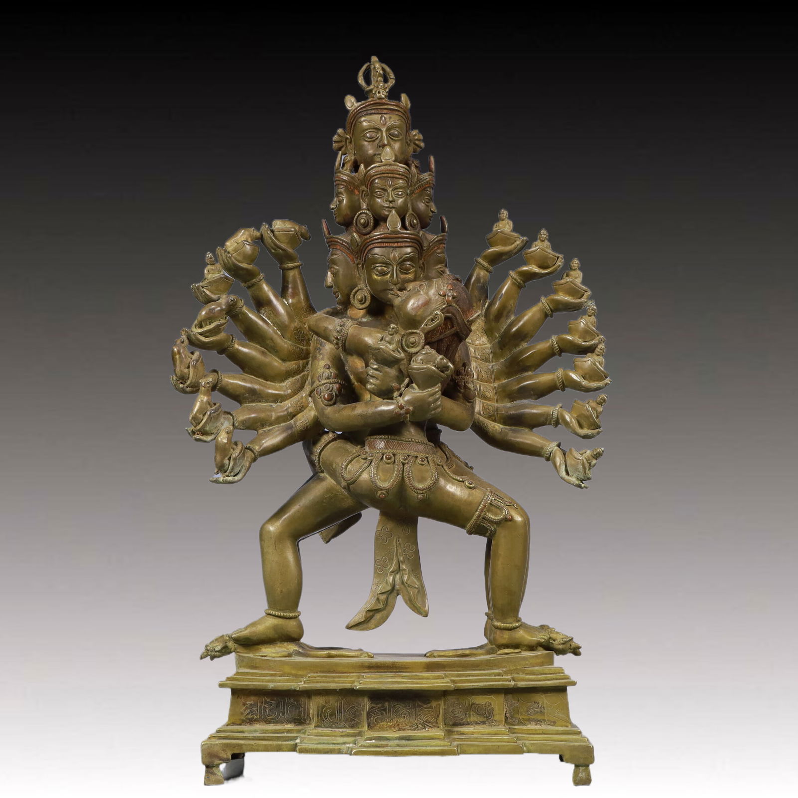 A Solemn Gilt Bronze Statue of Vajra, With Inscription: A Solemn Gilt Bronze Statue of Vajra, With Inscription, Ming Dynasty, China, Size:7.9inx3.9inx15.7in, Weight:6600g 