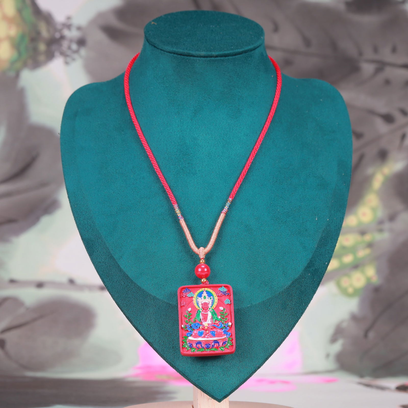 An Exquisite Cinnabar Statue of Sakyamuni Pendant (1 of 7)