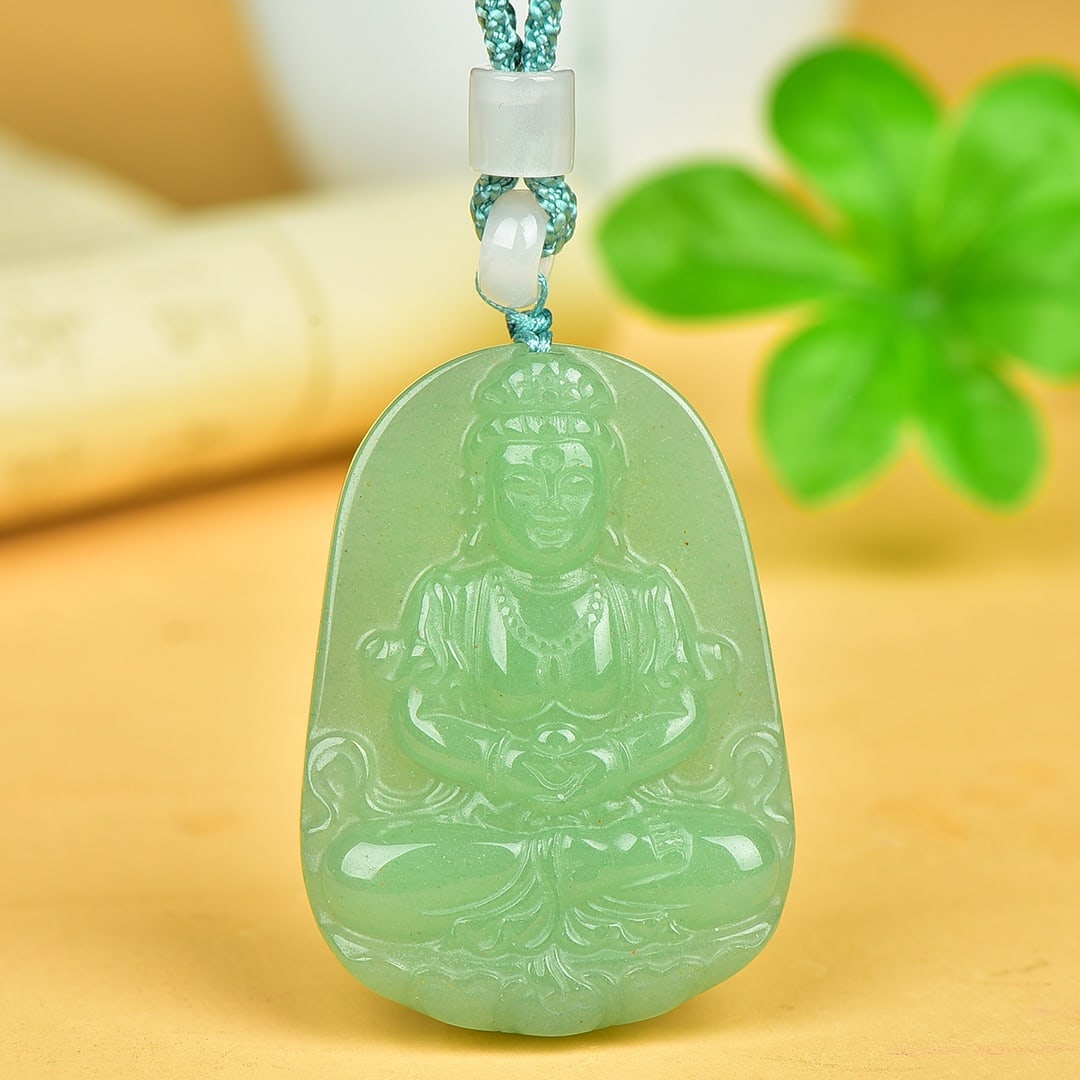 An Exquisite Greenish Jade Statue of Avalokitesvara Pendant: An Exquisite Greenish Jade Statue of Avalokitesvara Pendant,Size:1.3inx2.1in 青玉观音挂件