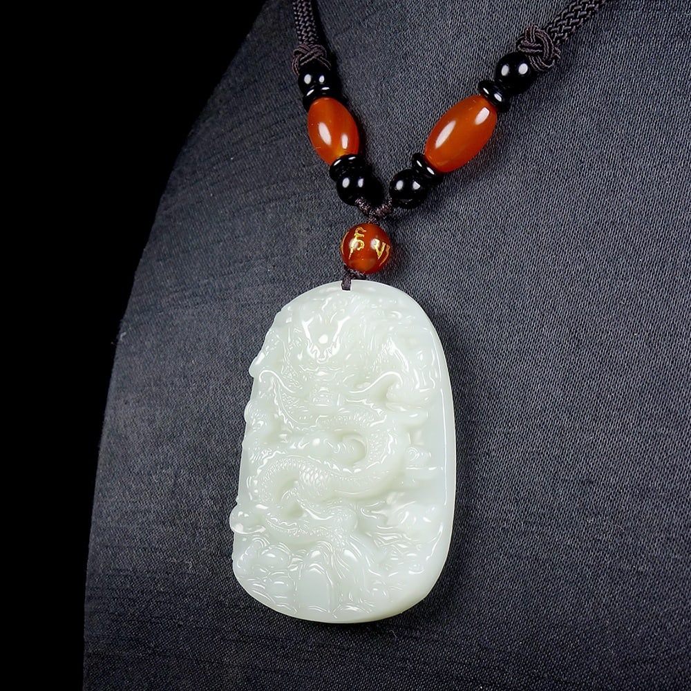 An Exquisite White Jade Dragon Pattern Pendant - 5