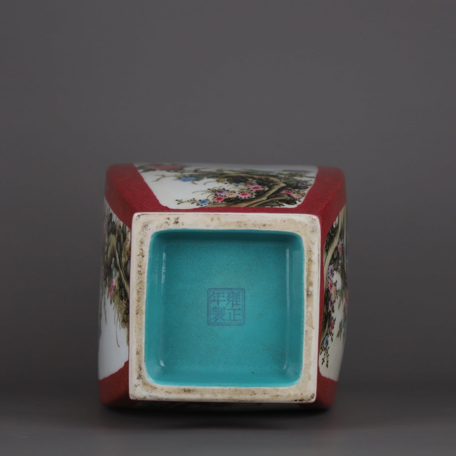 A Exquisite Ruby Red-Glazed Enamel Flower and Bird Pattern Vase - 9