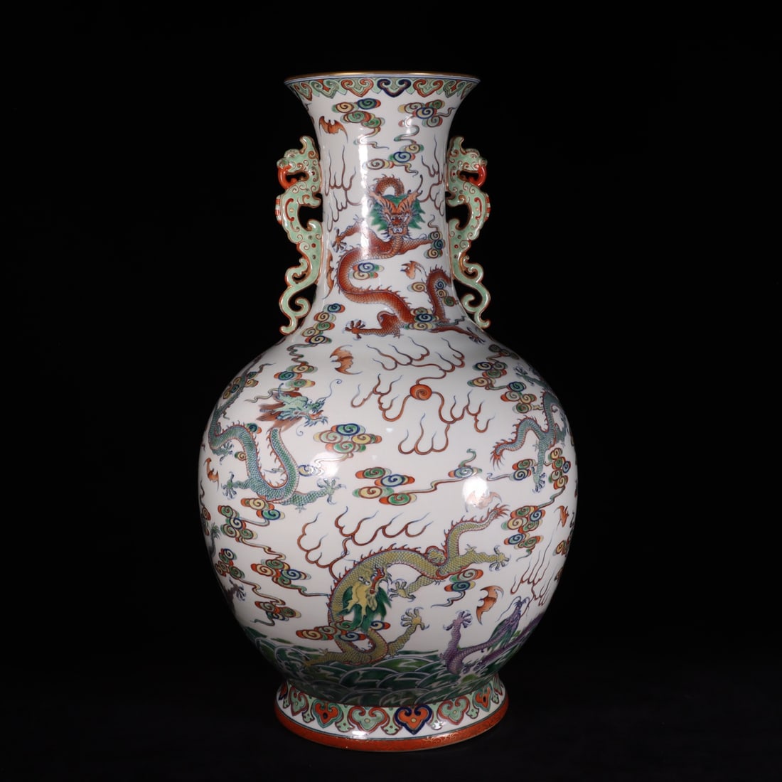 A Exquisite Doucai Dragon Pattern Double-Ears Vase - 5