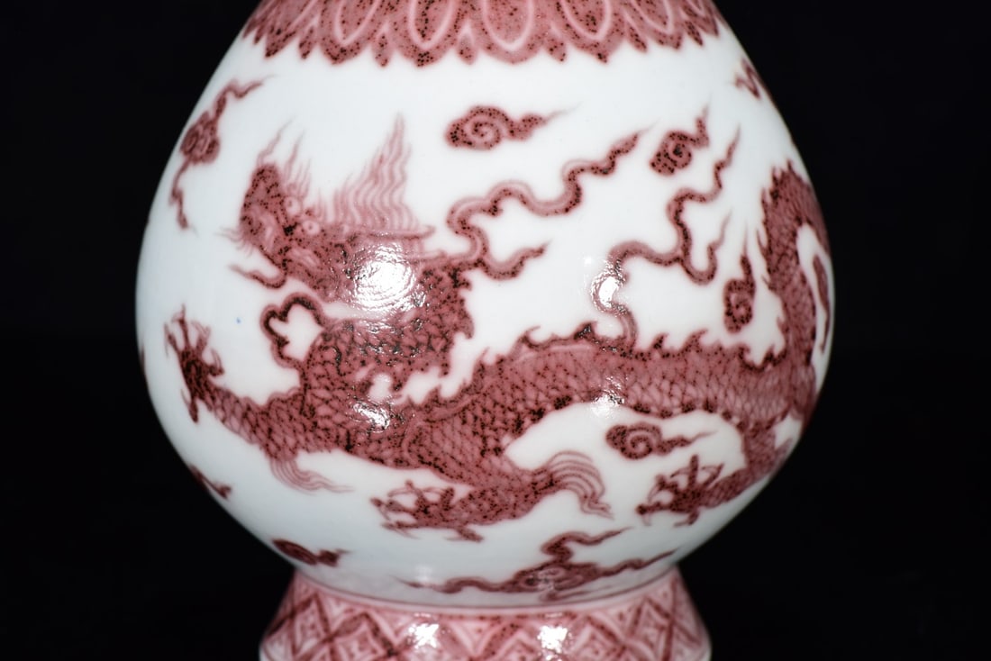 A Exquisite Underglaze-Red Dragon pattern Vase - 5