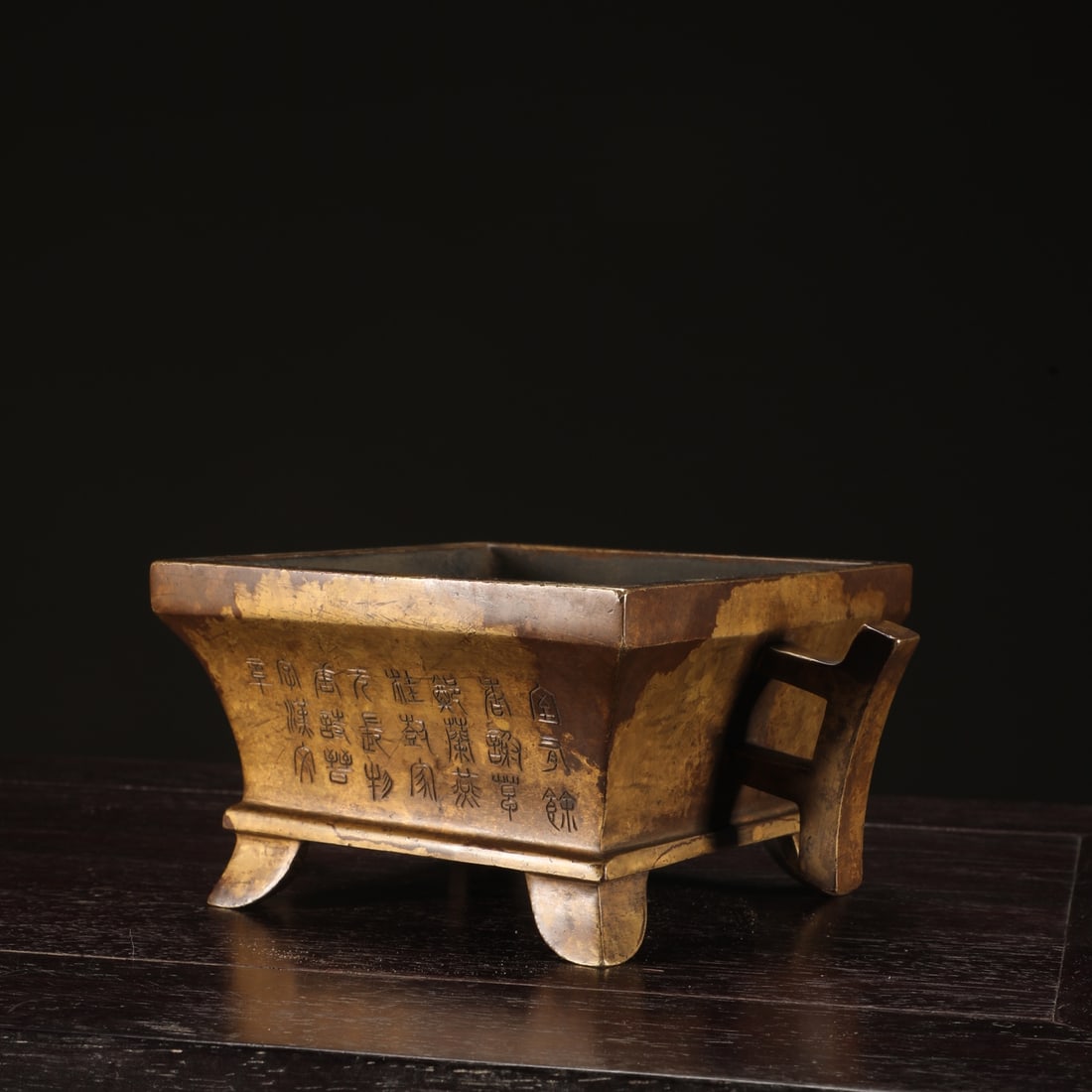 A Exquisite Coppery Figures Pattern Double-Ears Censer - 3