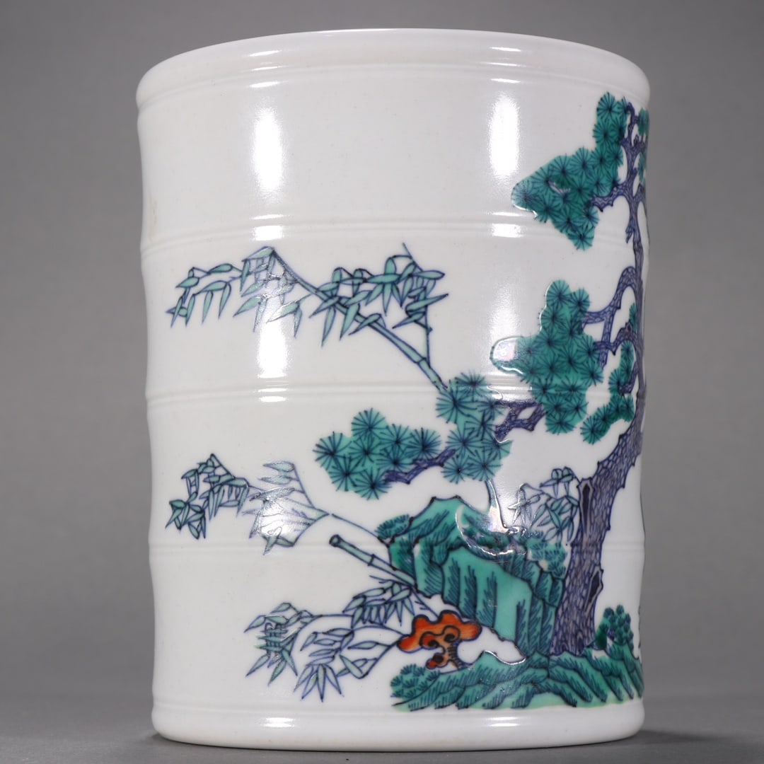 A Exquisite Doucai Flower Pattern Brush Pot - 7