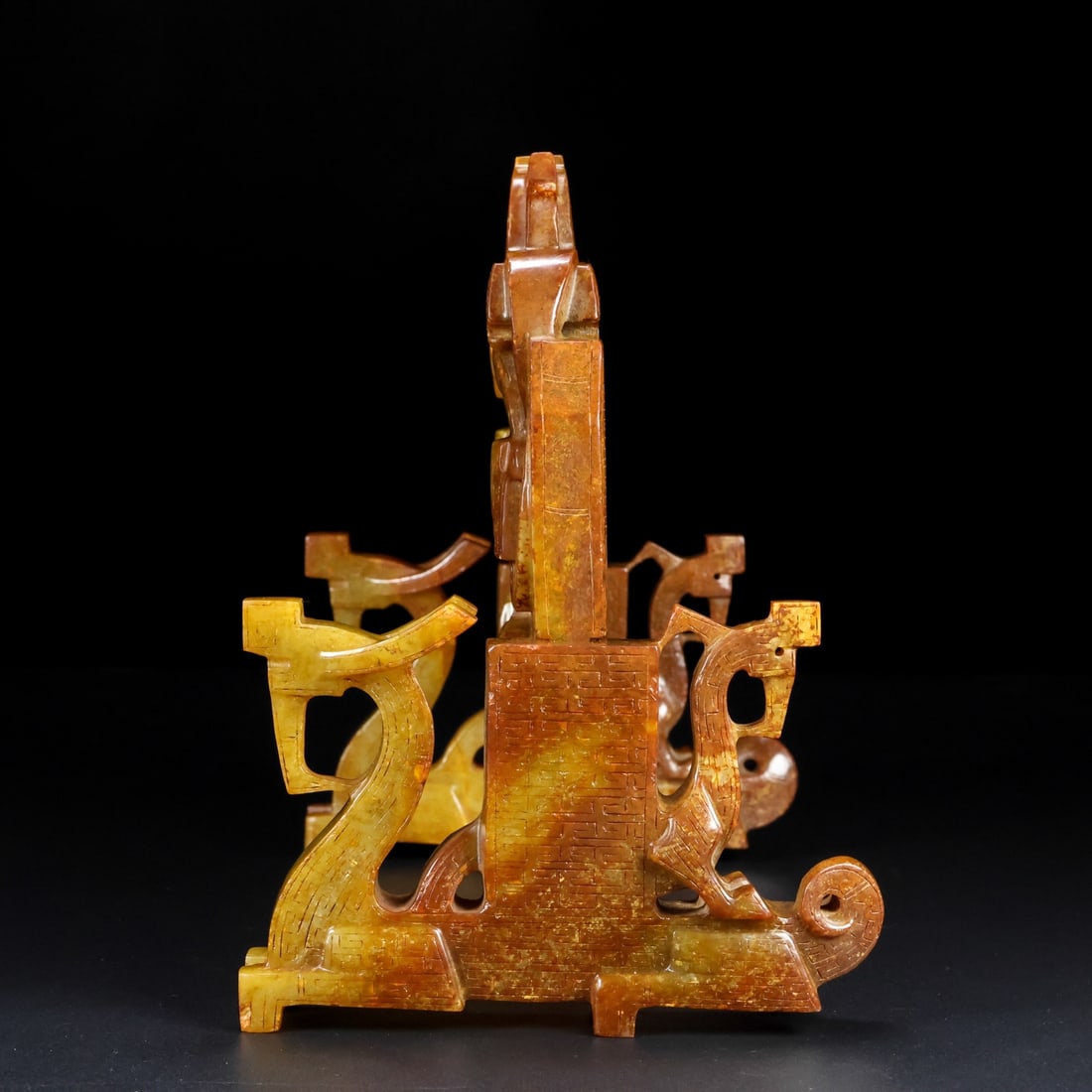 A Exquisite Hotan Jade Dragon Pattern Table Screen - 4