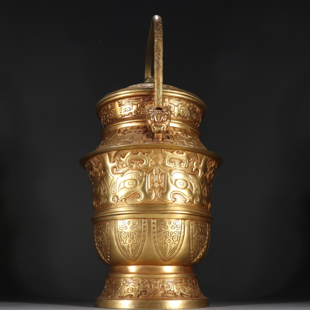 An Exquisite Gilt Bronze Beast-Face Pattern Ewer - 4