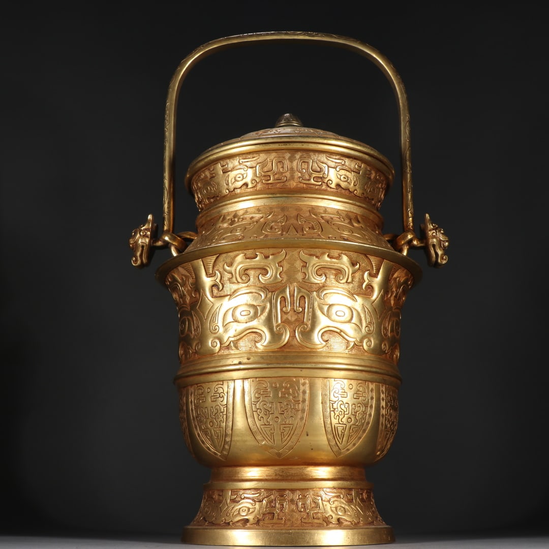 An Exquisite Gilt Bronze Beast-Face Pattern Ewer - 5