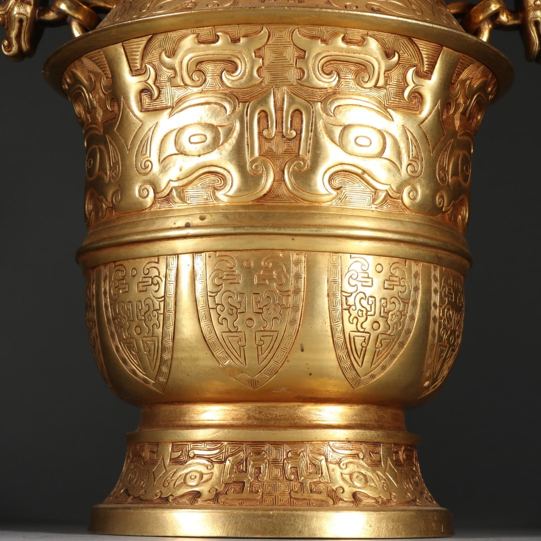 An Exquisite Gilt Bronze Beast-Face Pattern Ewer - 6