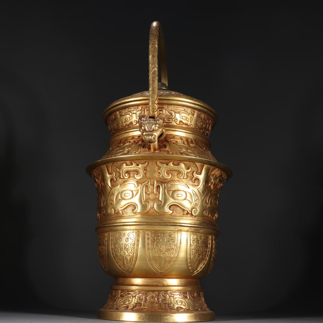 An Exquisite Gilt Bronze Beast-Face Pattern Ewer - 7