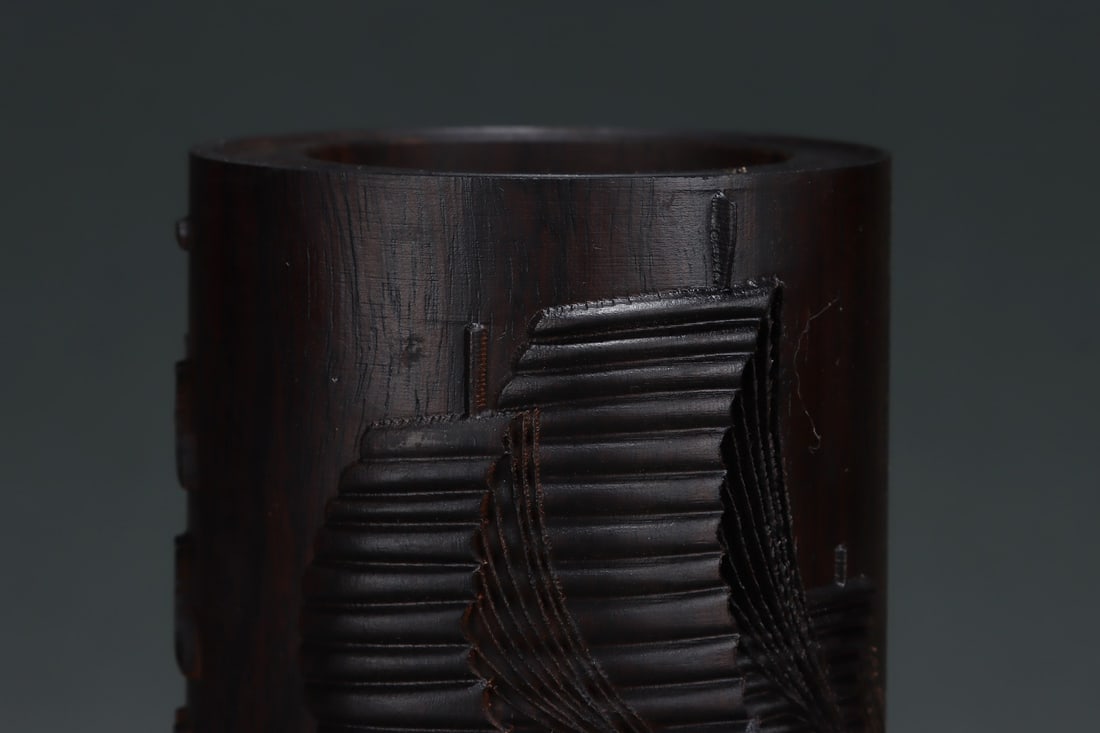 An Exquisite Eaglewood Sailboat Pattern Brush Pot - 6