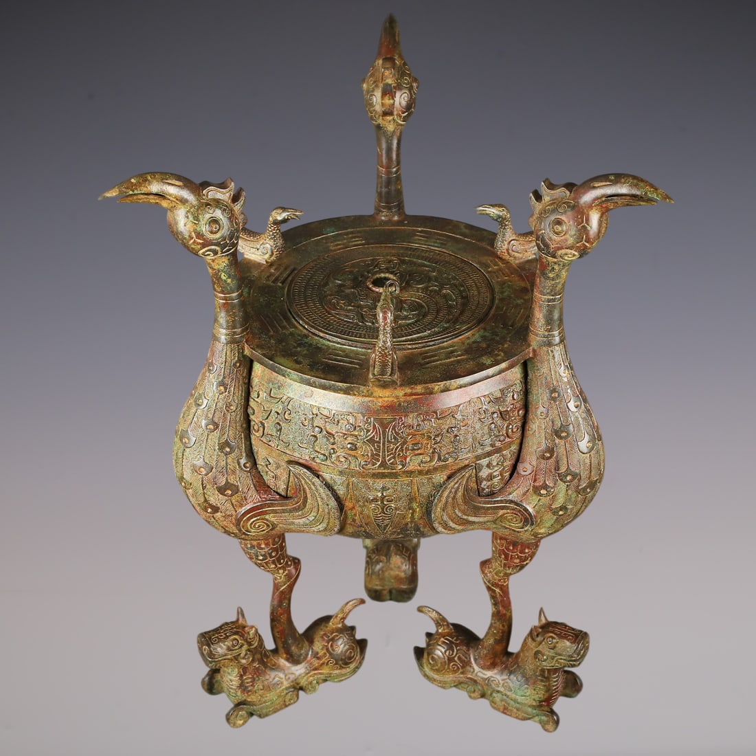 An Exquisite Bronze Phoenix Pattern Censer - 3