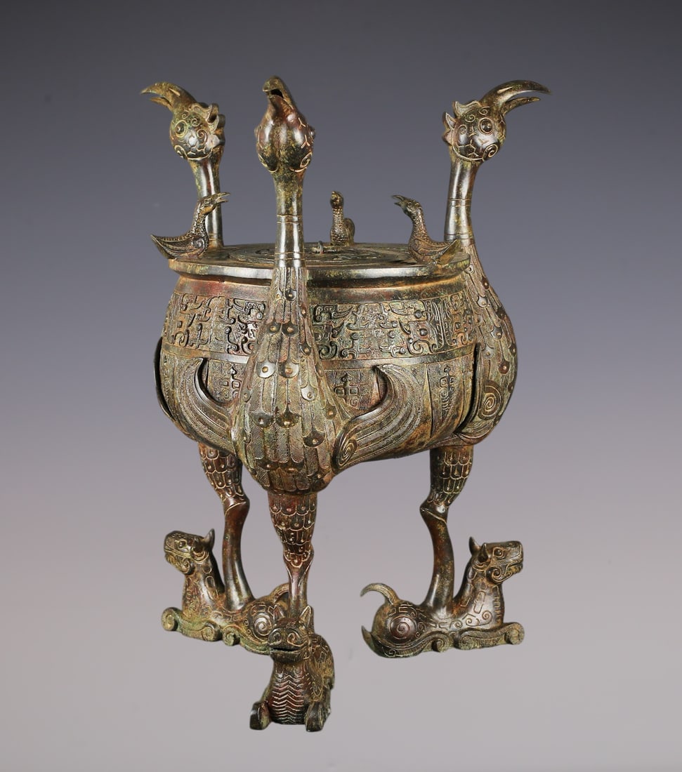 An Exquisite Bronze Phoenix Pattern Censer - 5