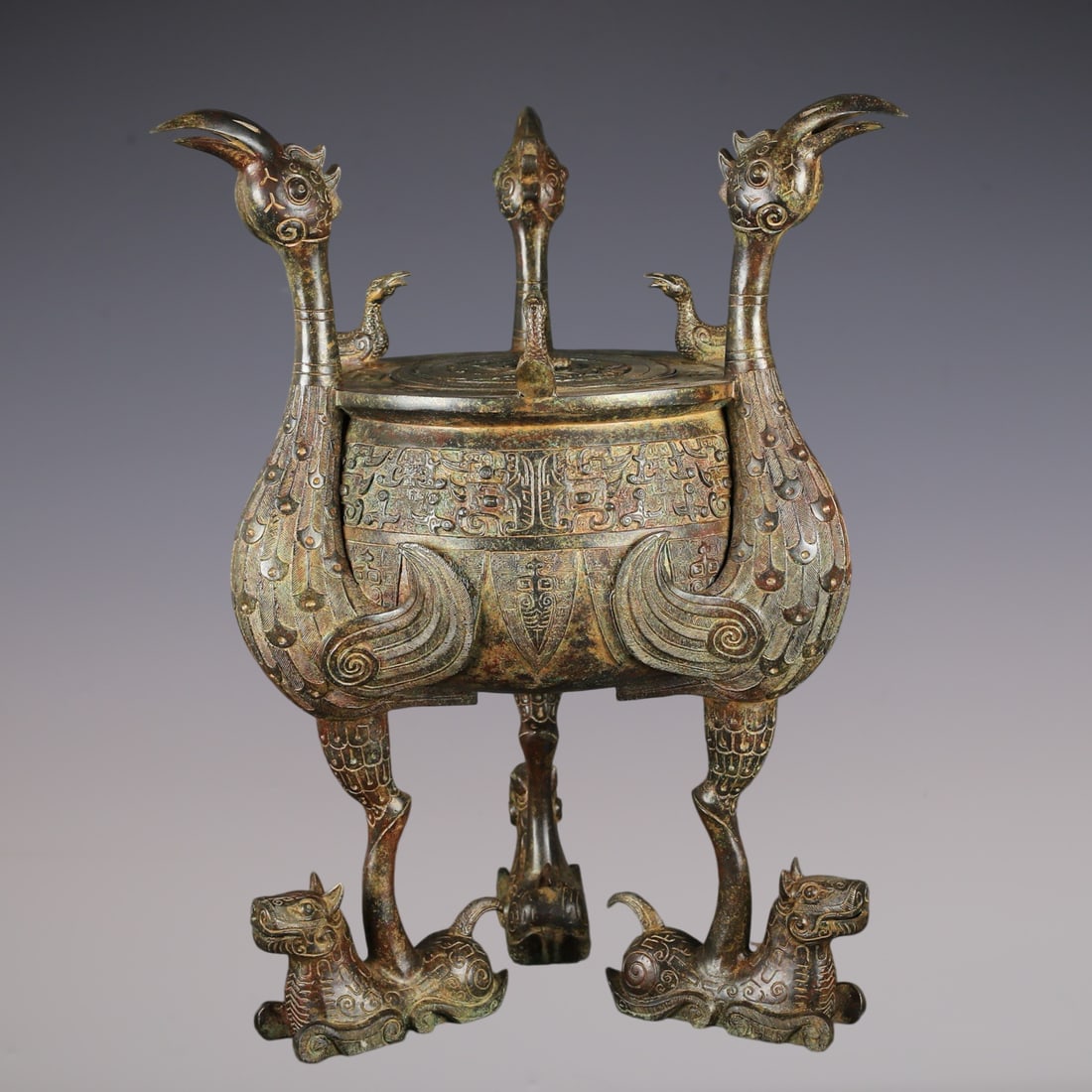 An Exquisite Bronze Phoenix Pattern Censer - 6