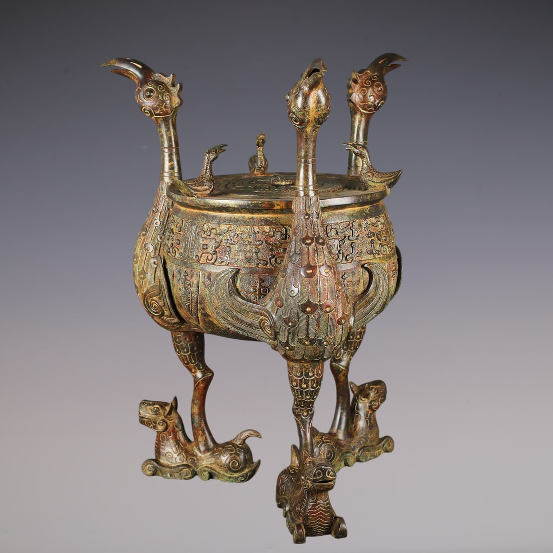 An Exquisite Bronze Phoenix Pattern Censer - 8