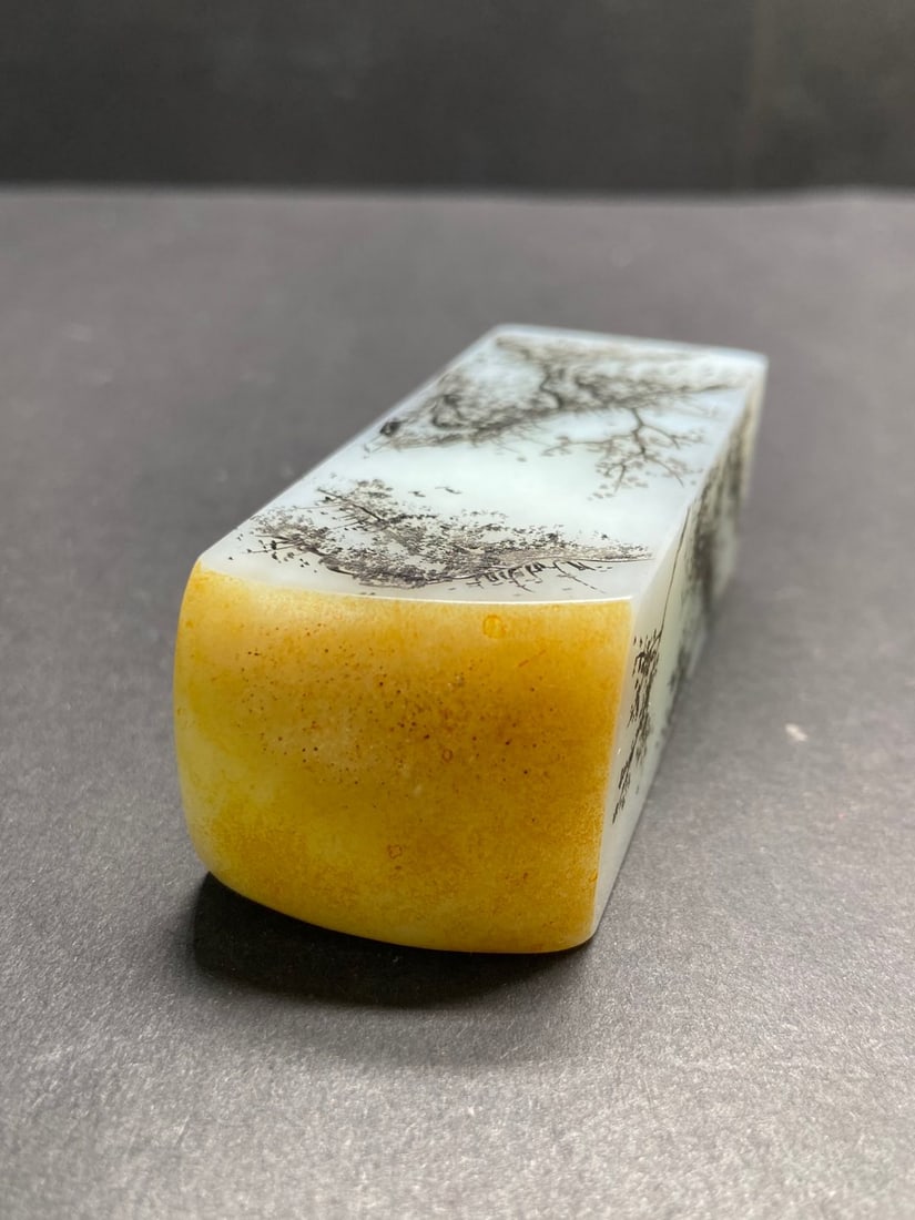 An Exquisite White Jade Landscape Pattern Seal - 7