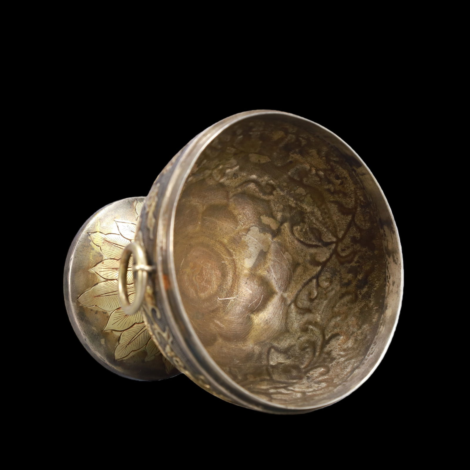 A Exquisite Gilt Silver Lotus Pattern Phoenix Pattern Double-Ears Vase - 6