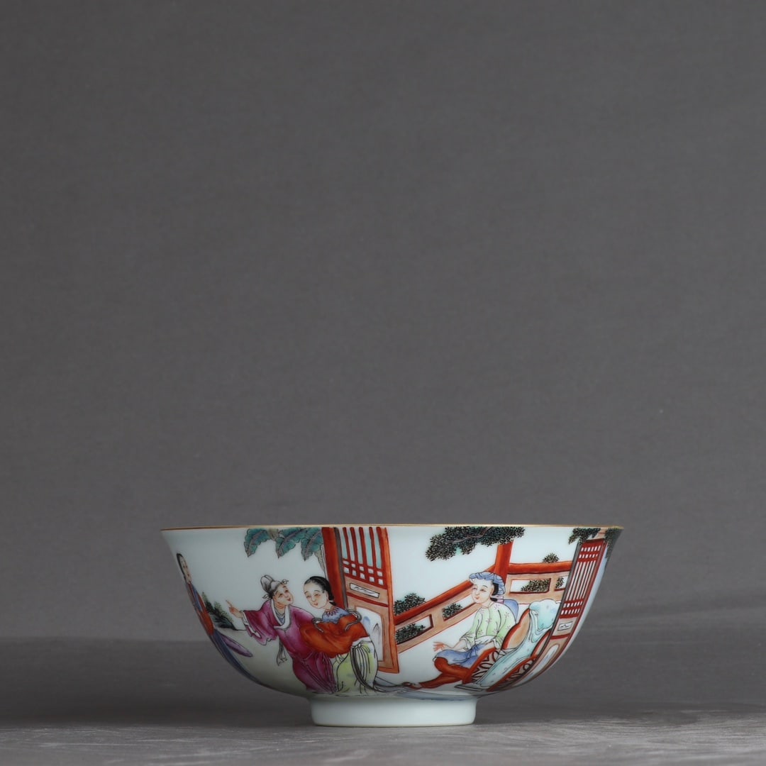 An Exquisite Famille-Rose Character and Story Pattern Bowl: An Exquisite Famille-Rose Character and Story Pattern Bowl,Qing Dynasty,China,Tongzhi Six-character Mark,Size:2.6inx6.1in 